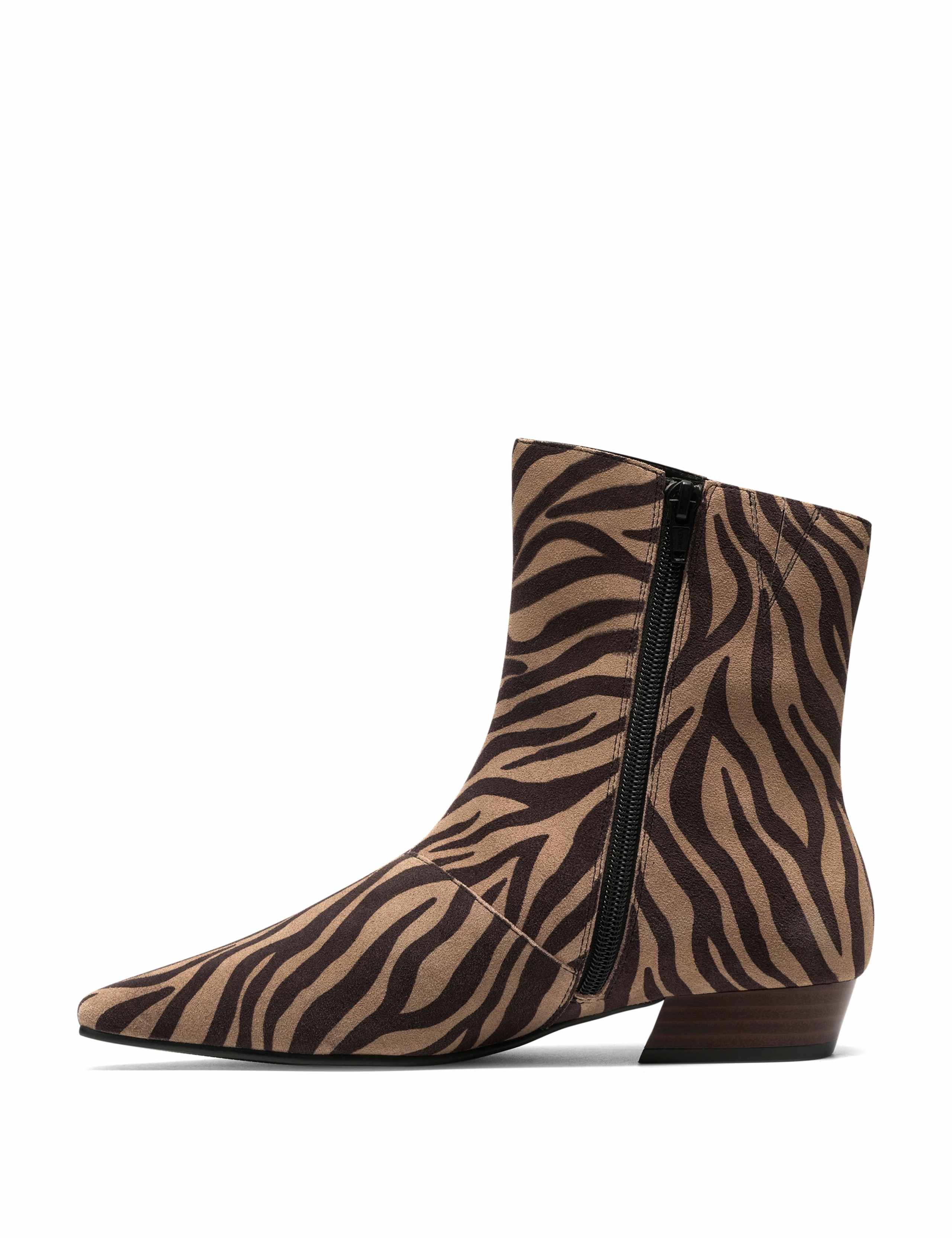Suede Animal Print Block Heel Ankle Boots 4 of 6