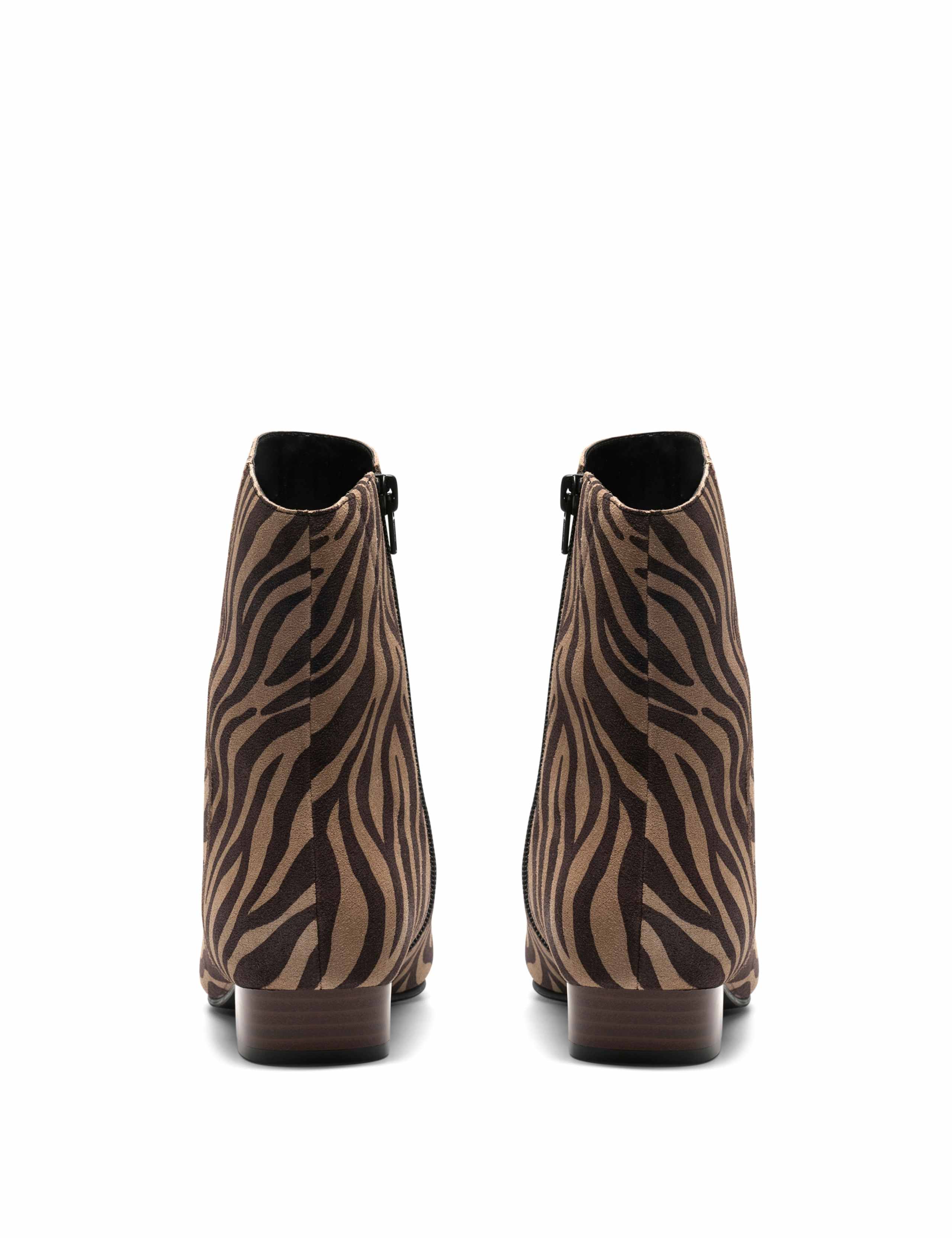Suede Animal Print Block Heel Ankle Boots 5 of 6