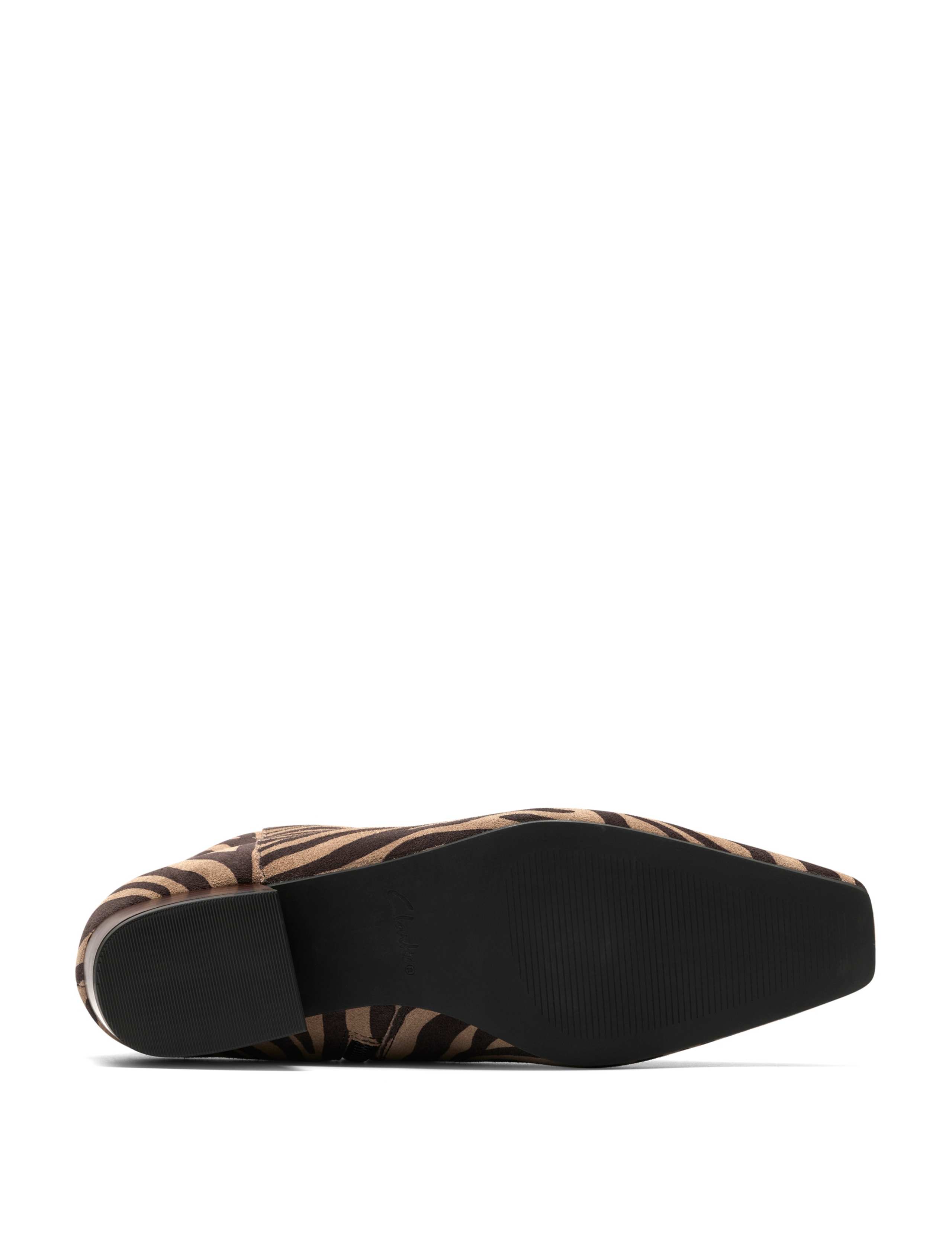 Suede Animal Print Block Heel Ankle Boots 6 of 6