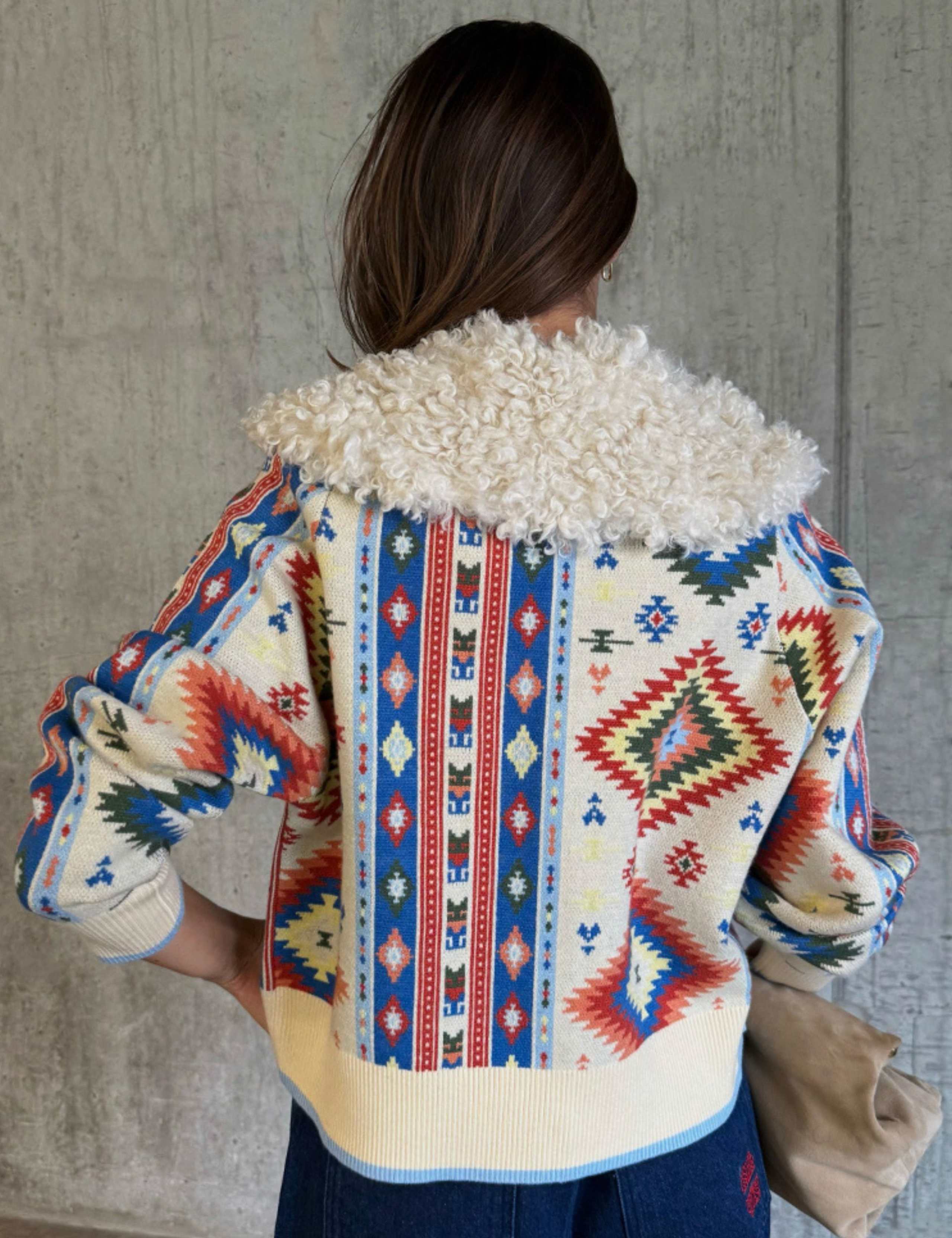 Geometric Crew Neck Button Through Cardigan 4 of 6