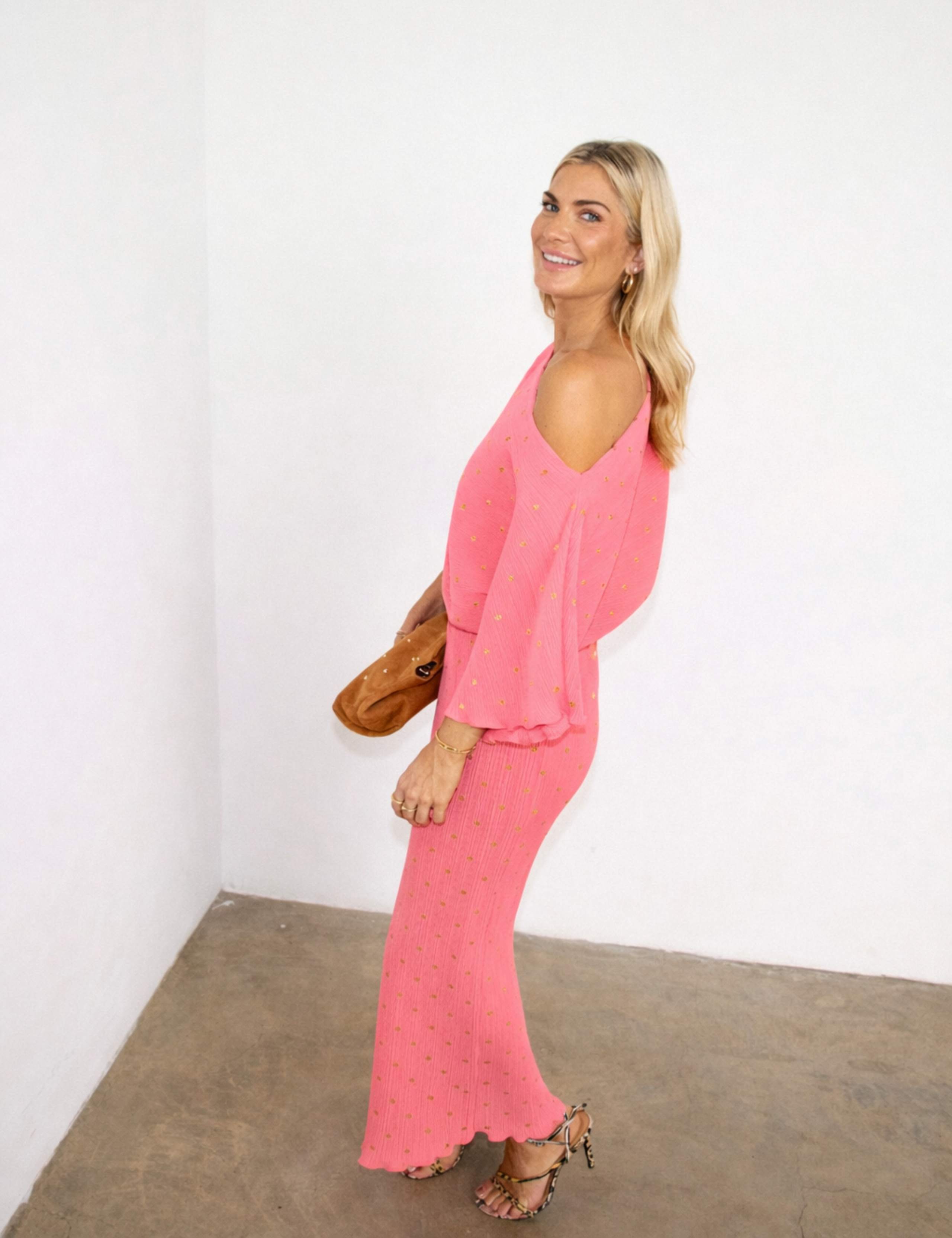 Plisse One Shoulder Midaxi Waisted Dress 3 of 5