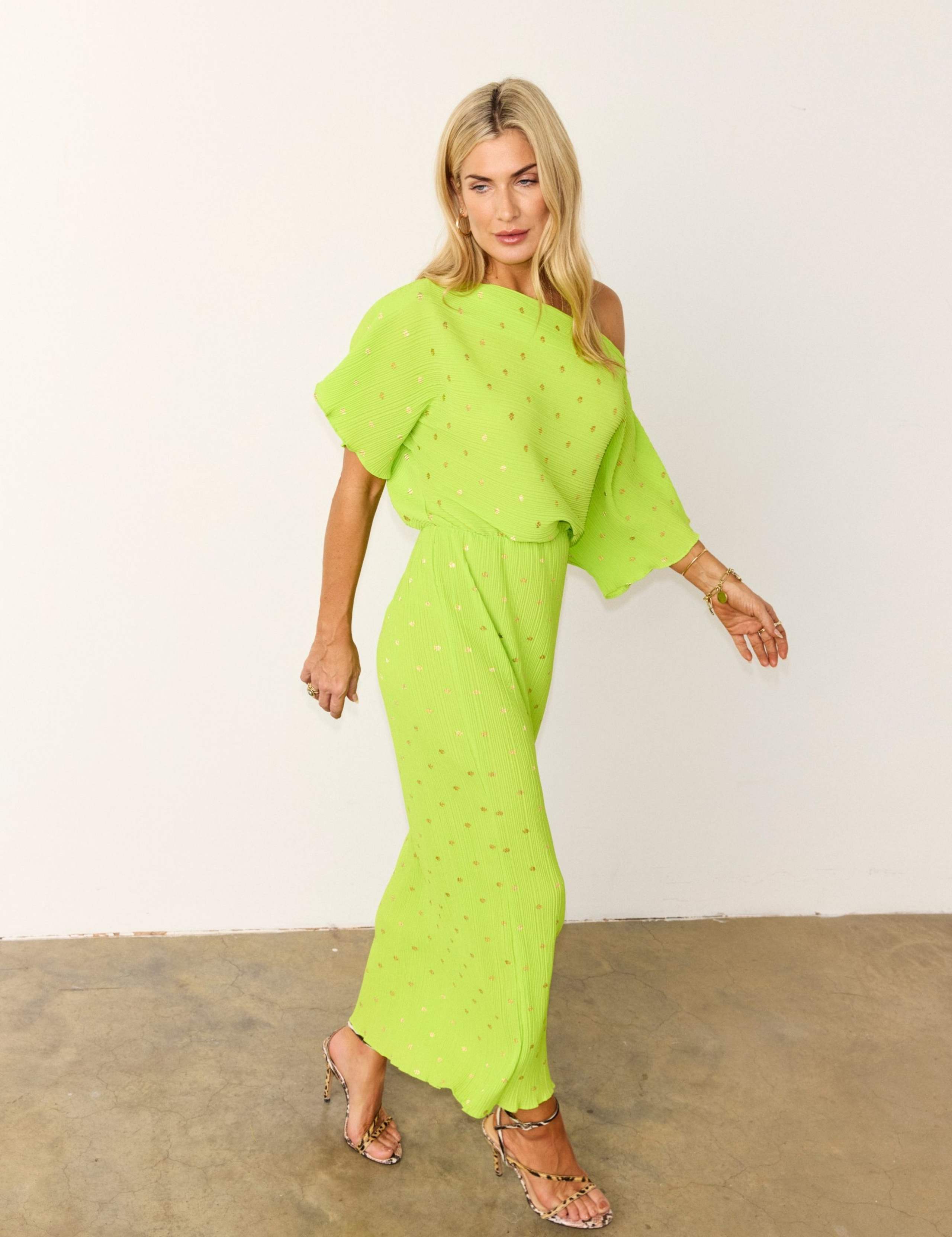 Plisse One Shoulder Midaxi Waisted Dress 2 of 4