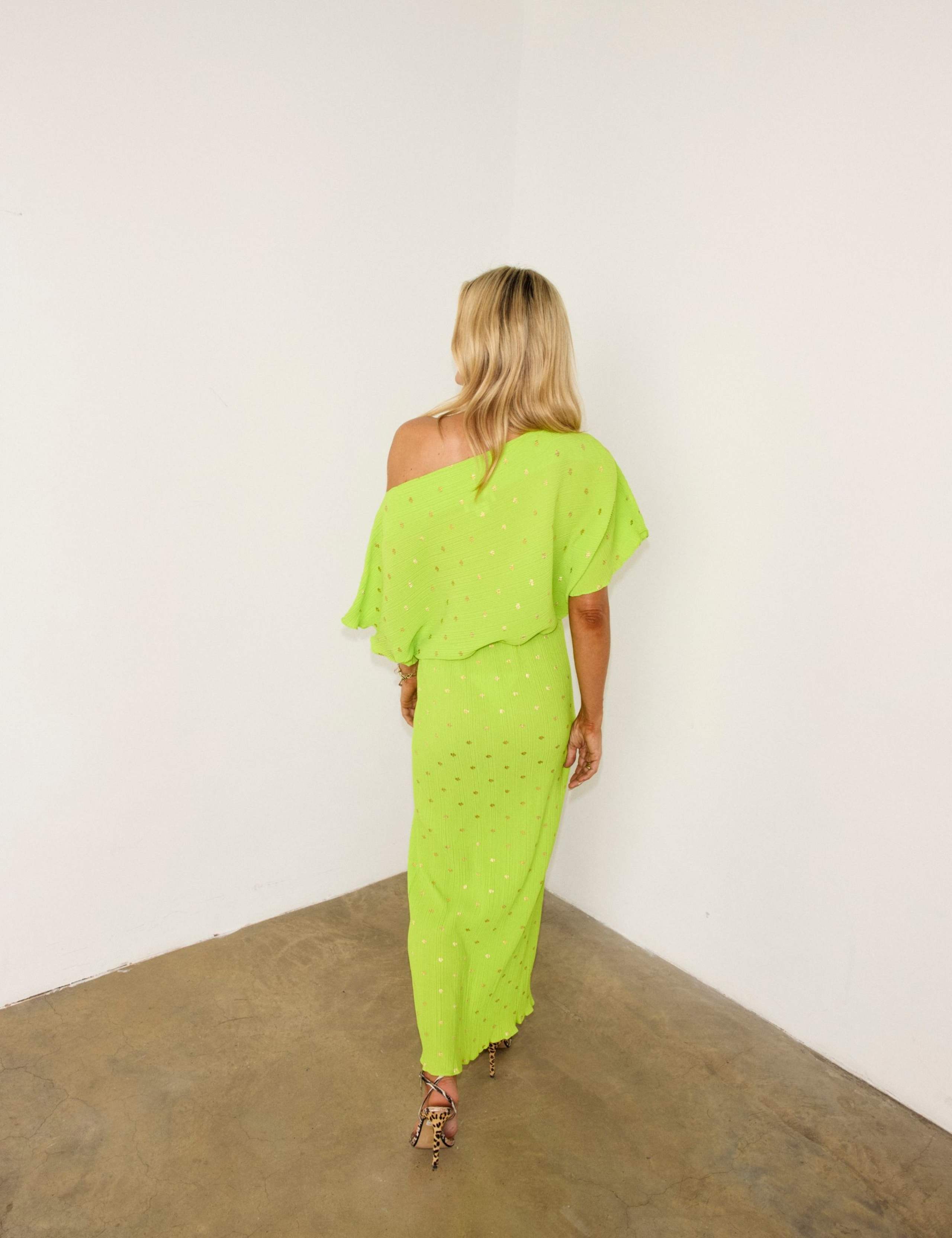 Plisse One Shoulder Midaxi Waisted Dress 3 of 4