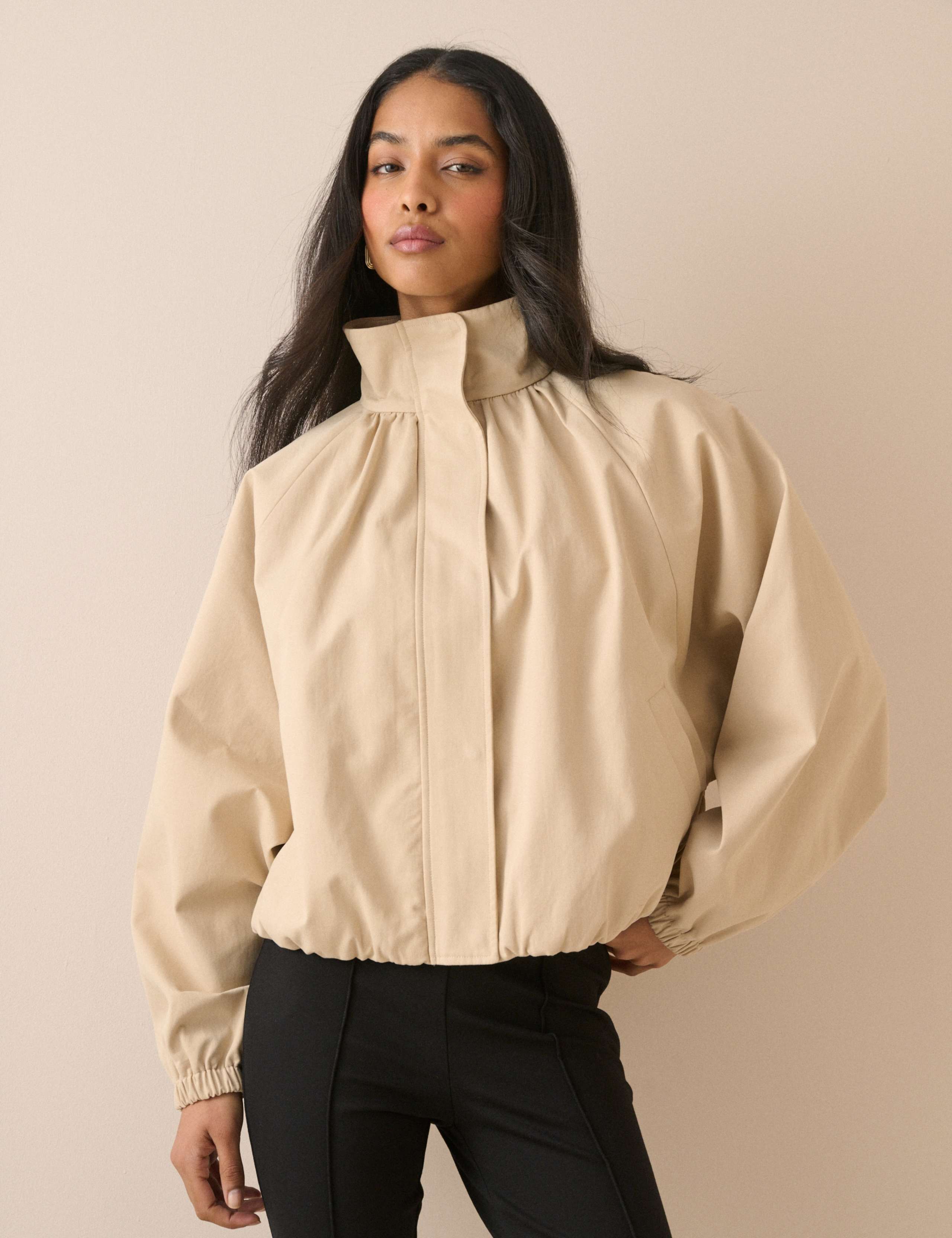 Pure Cotton Balloon Sleeve Funnel Neck Jacket 1 of 5