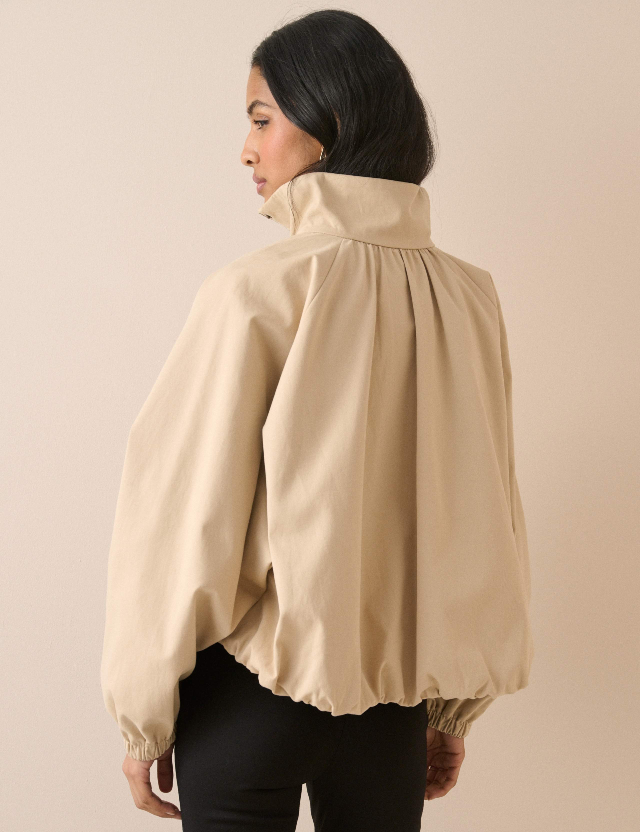Pure Cotton Balloon Sleeve Funnel Neck Jacket 2 of 5