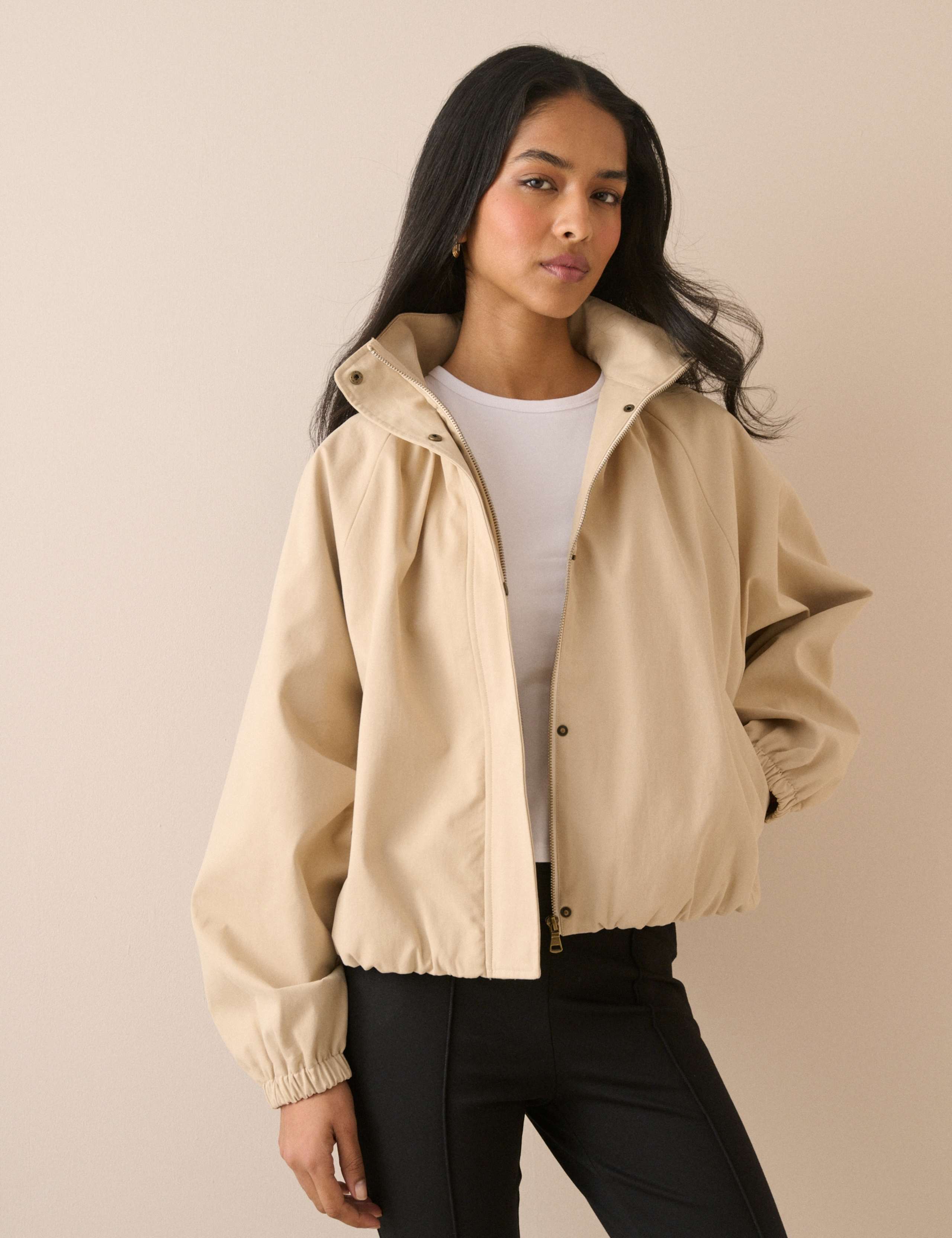 Pure Cotton Balloon Sleeve Funnel Neck Jacket 4 of 5