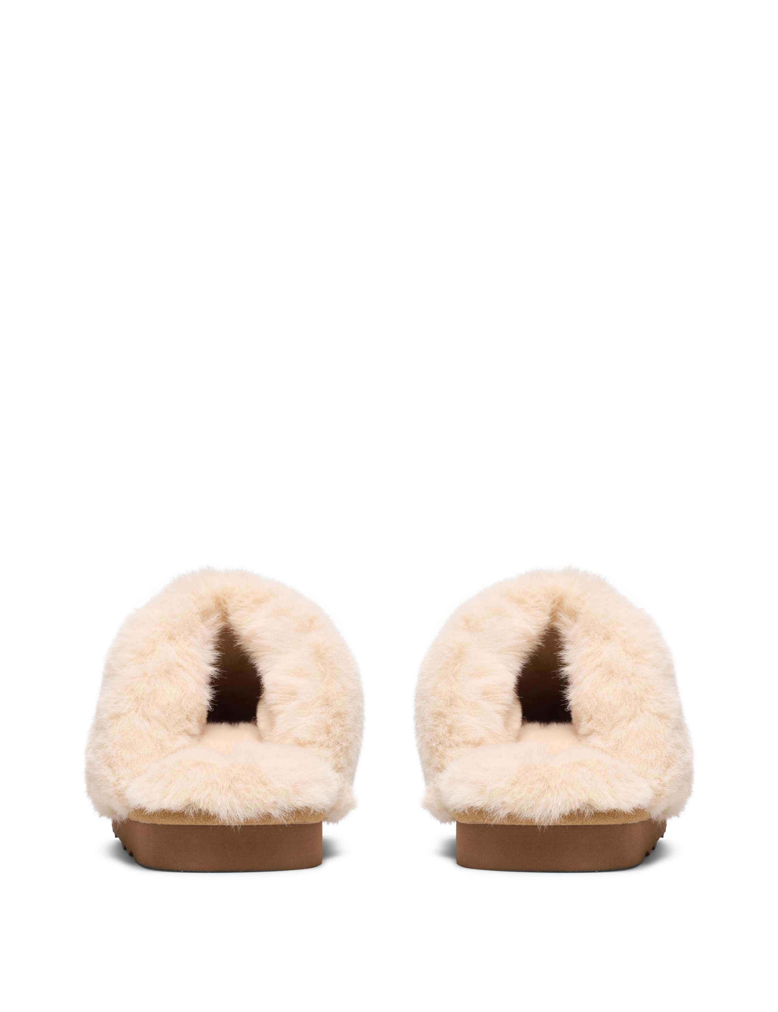 Faux Suede Faux Fur Cuff Mule Slippers 5 of 6