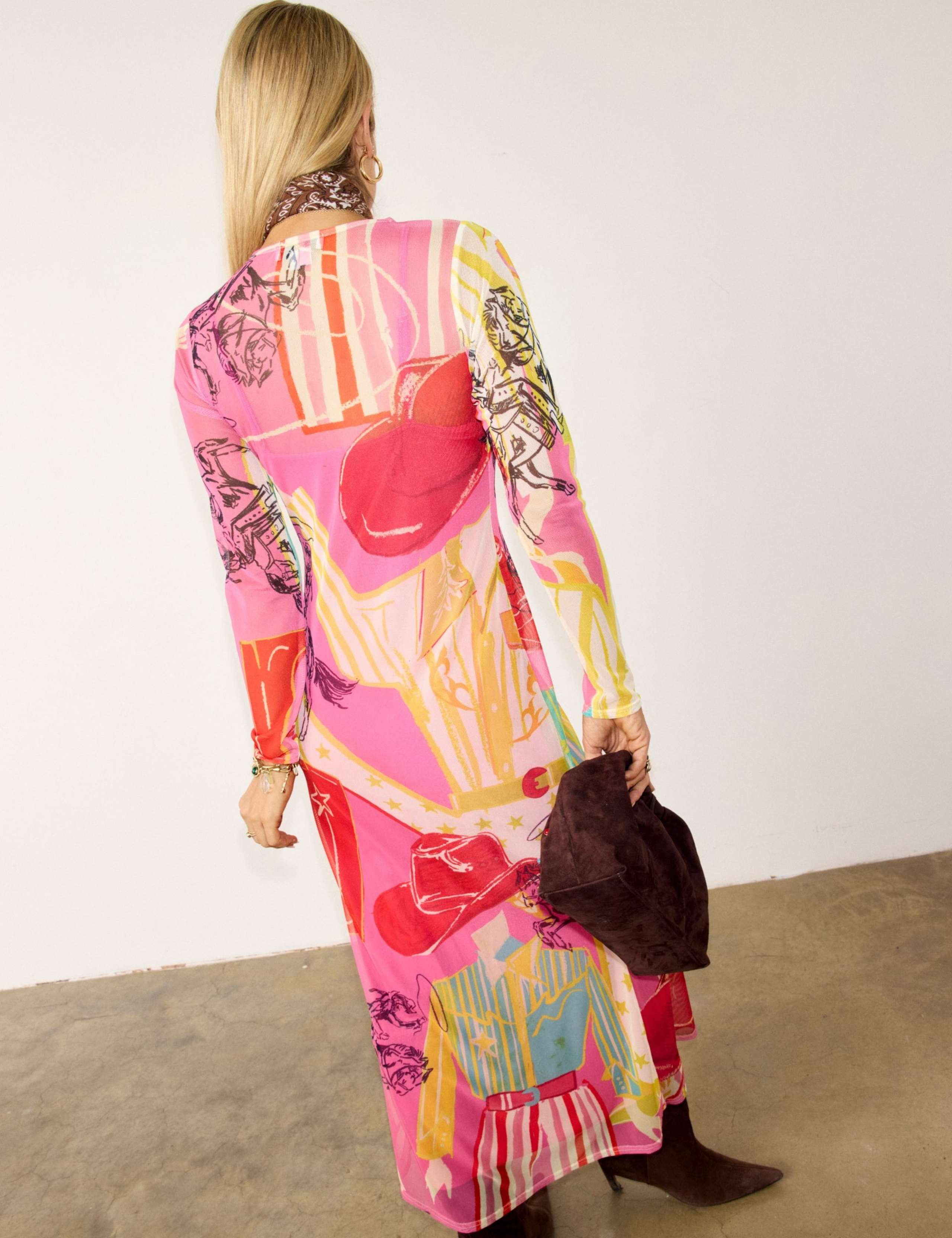 Printed Slash Neck Midaxi Bodycon Dress 3 of 4