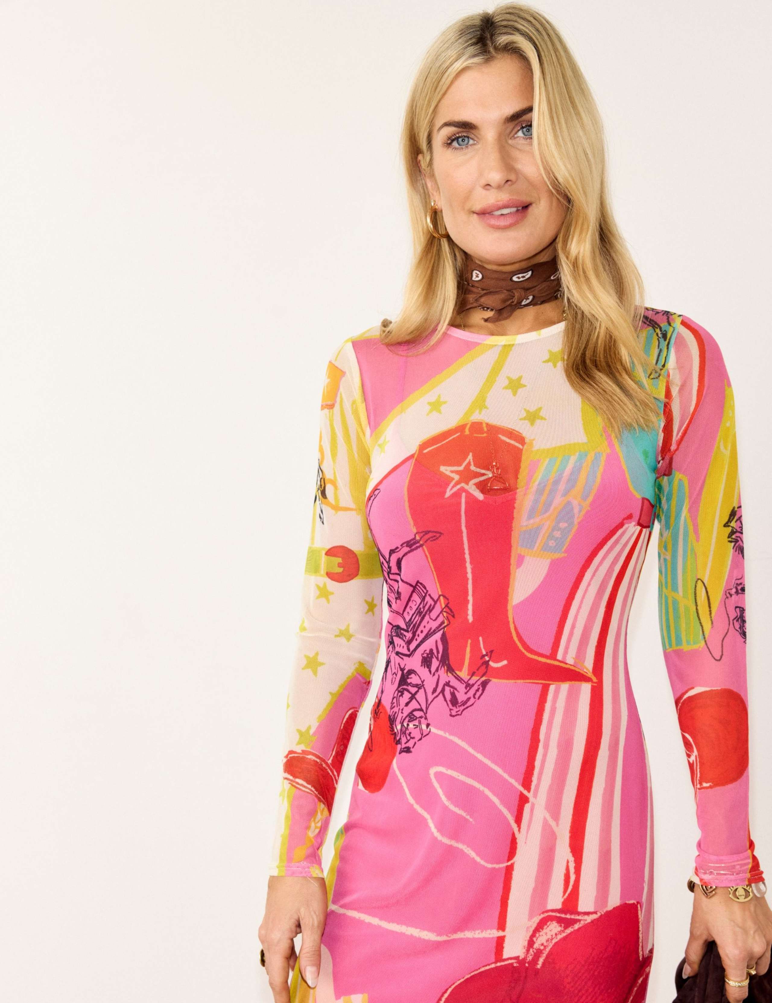 Printed Slash Neck Midaxi Bodycon Dress 4 of 4