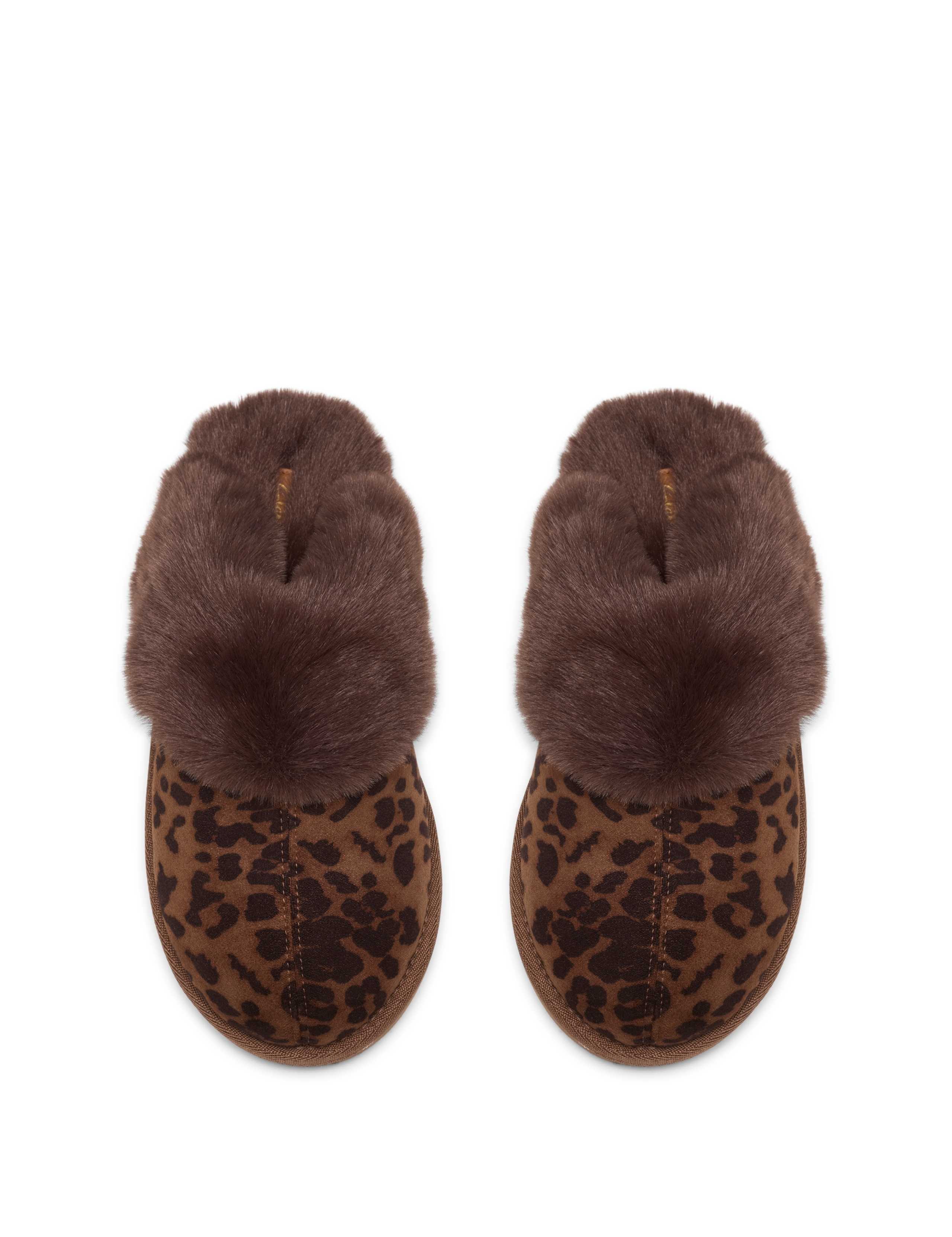 Leopard Print Faux Fur Lining Mule Slippers 2 of 6