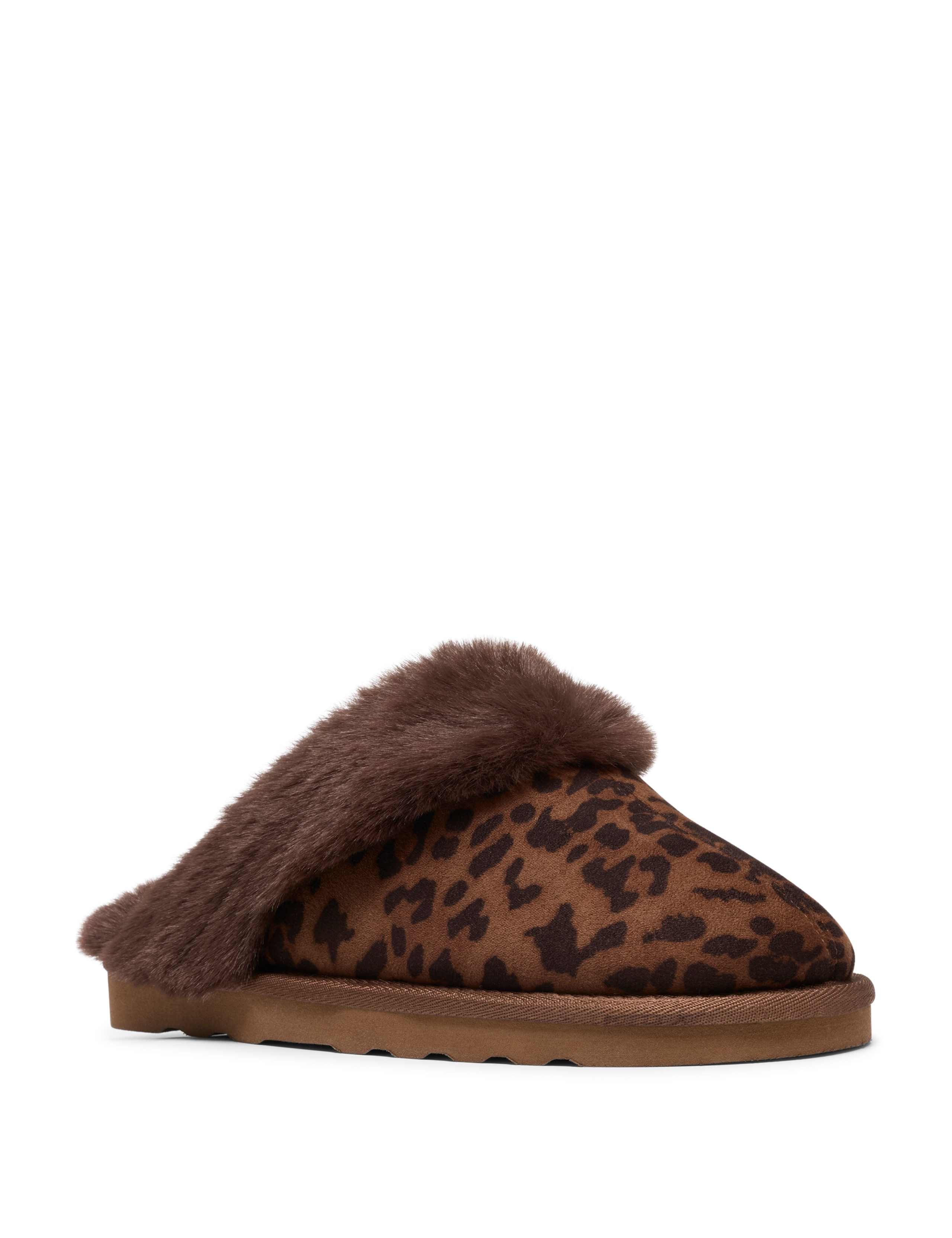 Leopard Print Faux Fur Lining Mule Slippers 3 of 6