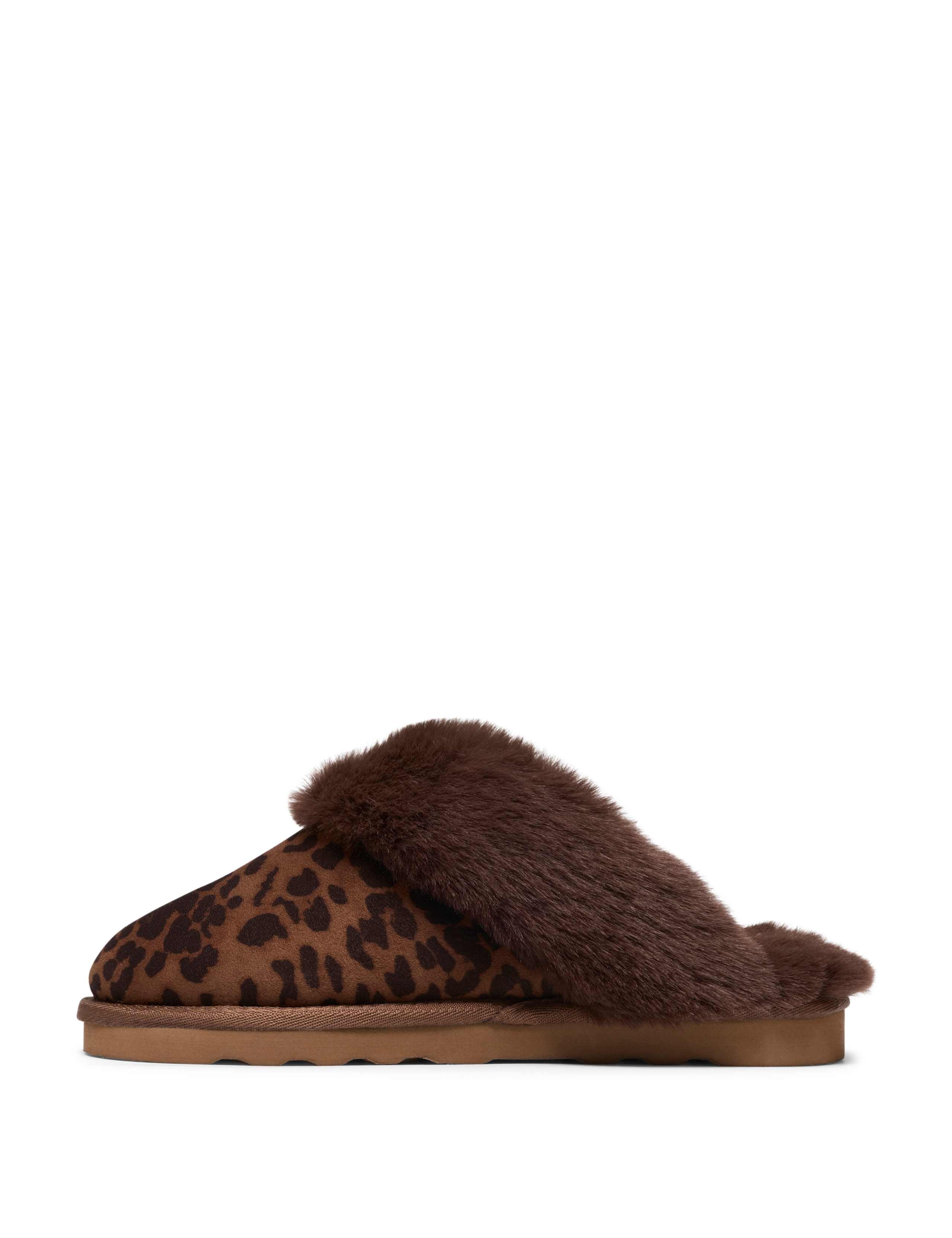 Leopard Print Faux Fur Lining Mule Slippers 4 of 6