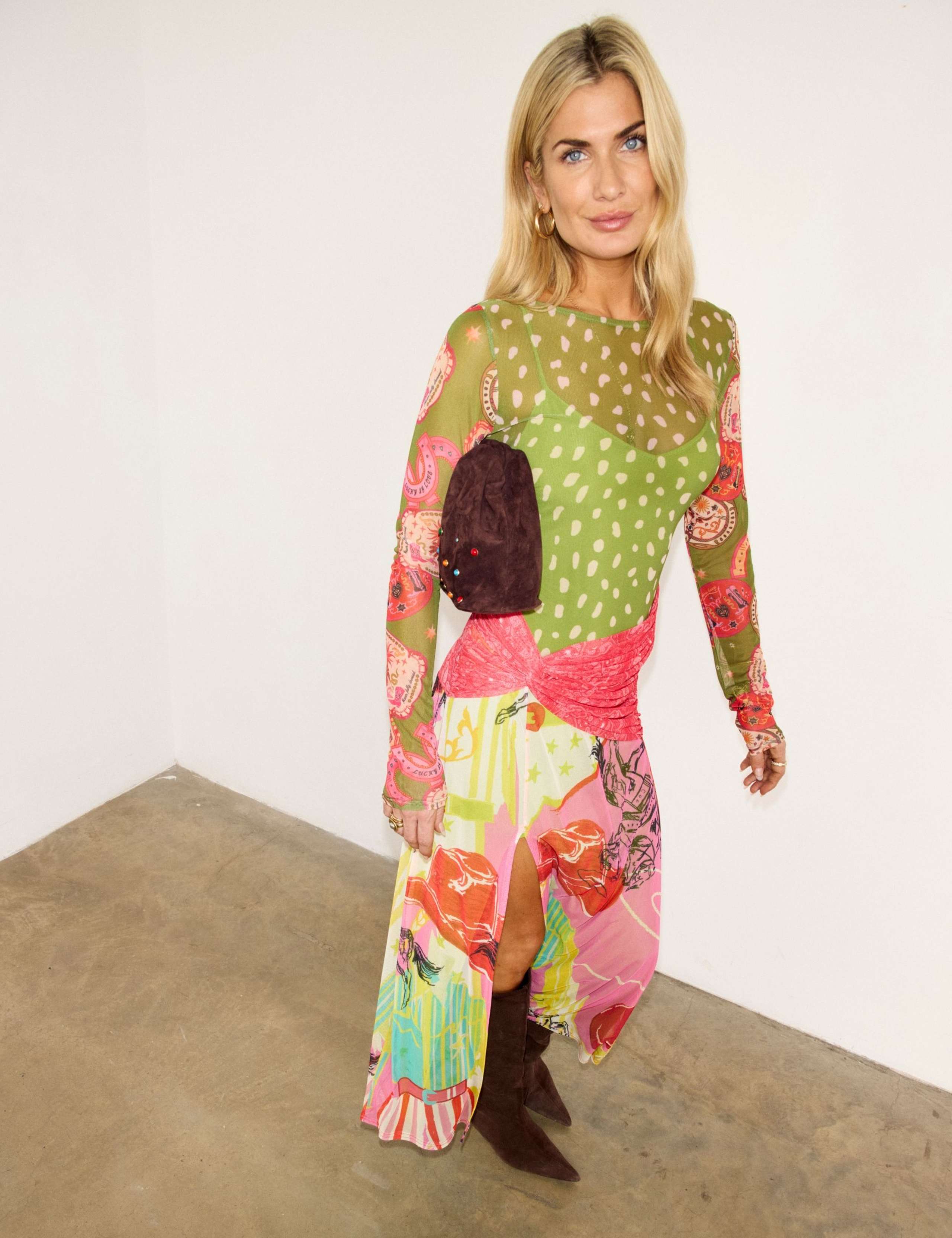 Printed Slash Neck Midaxi Column Dress 2 of 4