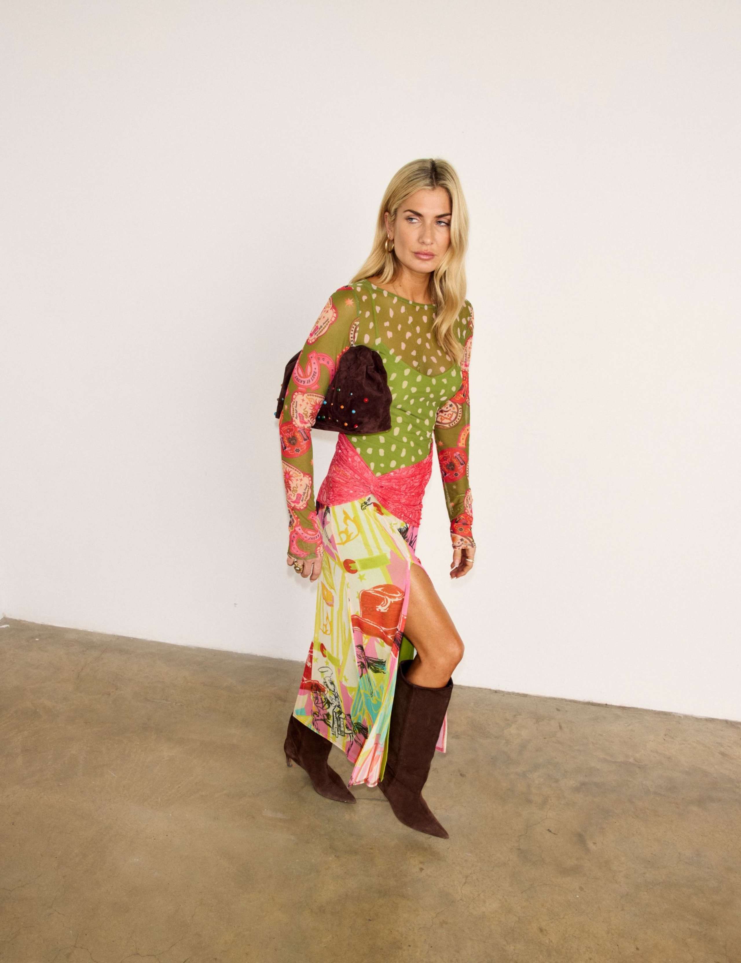 Printed Slash Neck Midaxi Column Dress 3 of 4