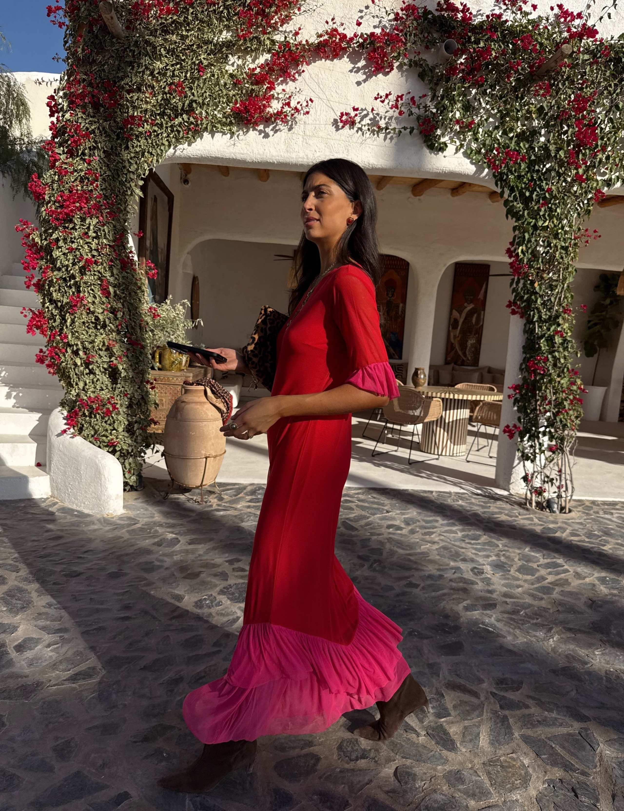 Mesh Textured Ruffle Maxi Bodycon Dress 2 of 3