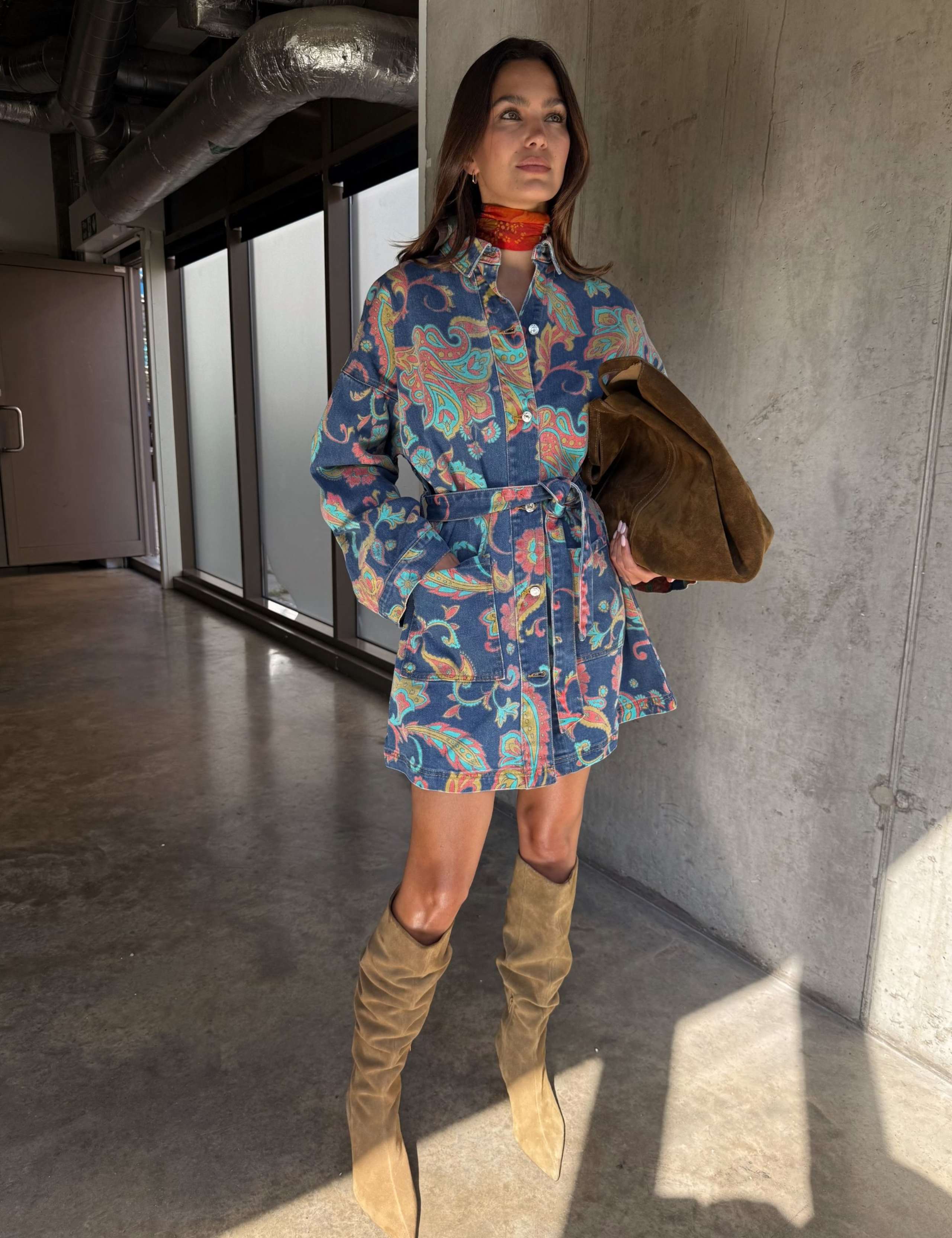 Paisley Denim Belted Shacket 1 of 8