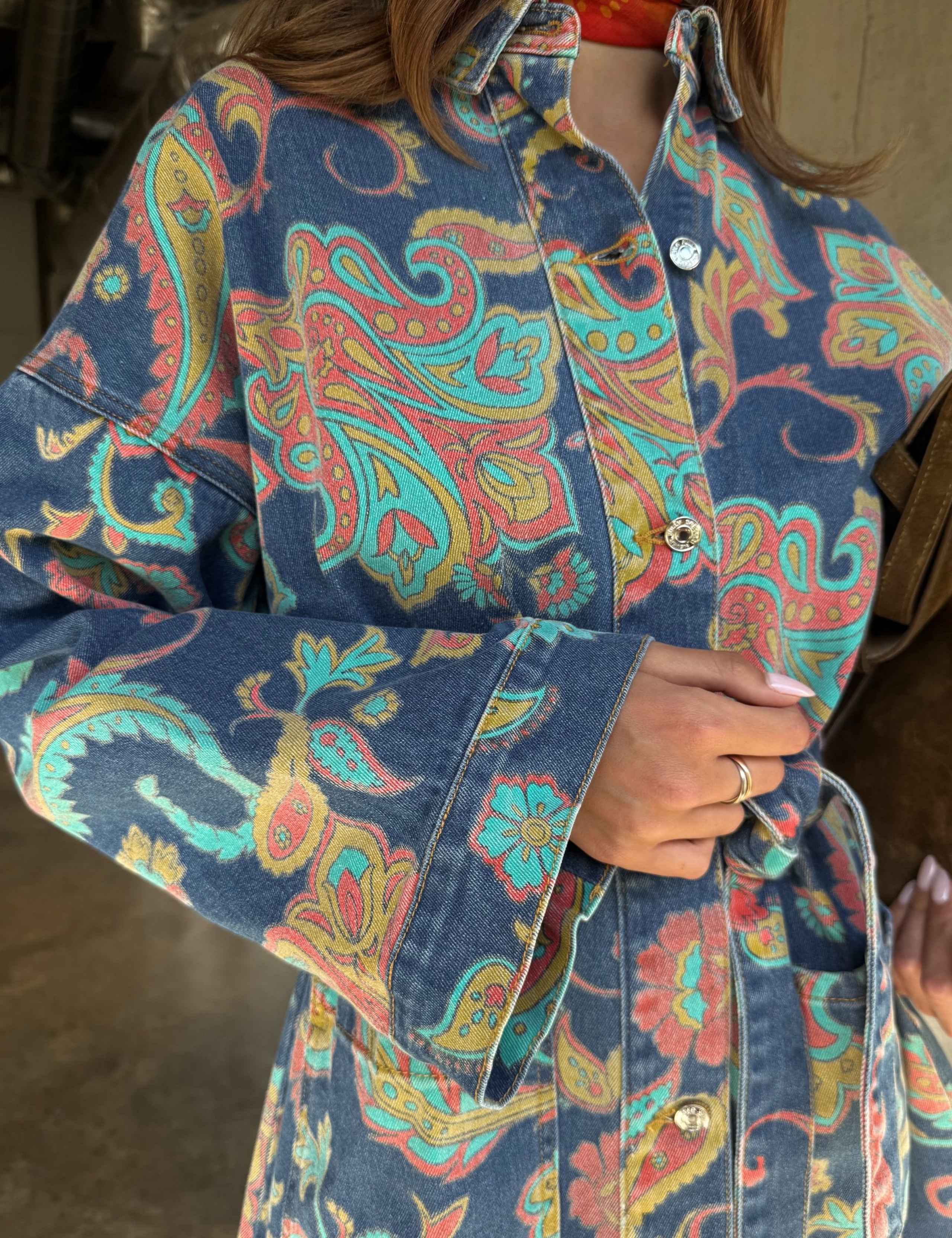 Paisley Denim Belted Shacket 3 of 8