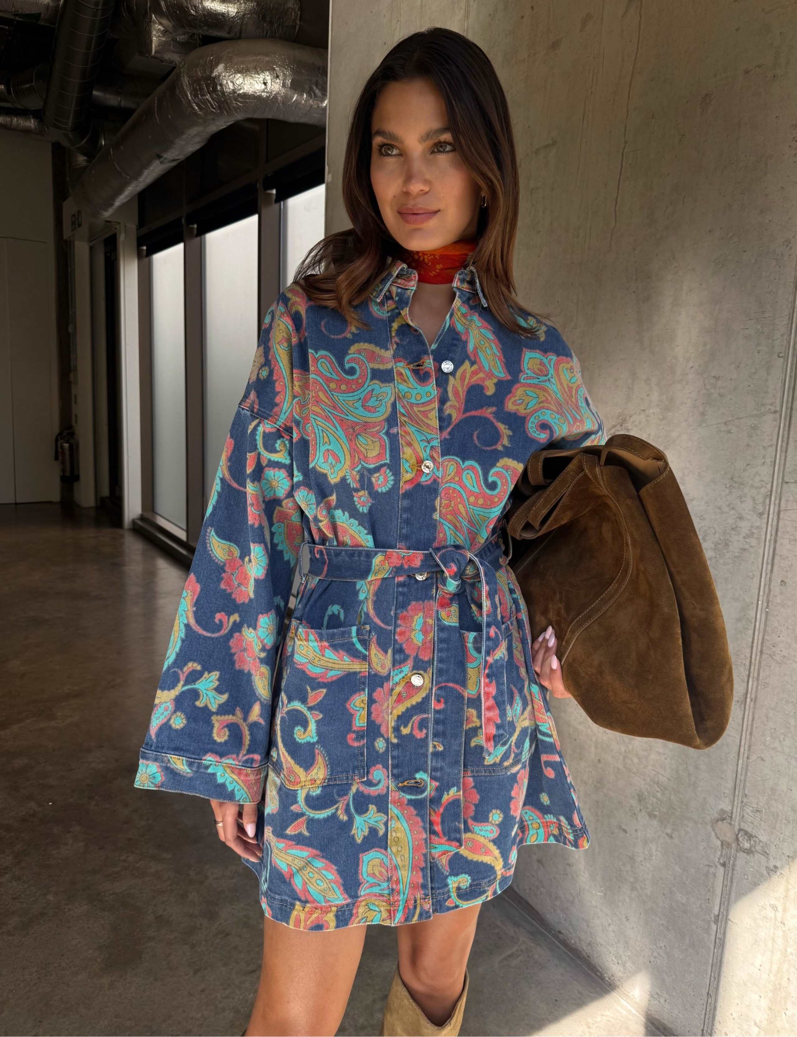 Paisley Denim Belted Shacket 7 of 8