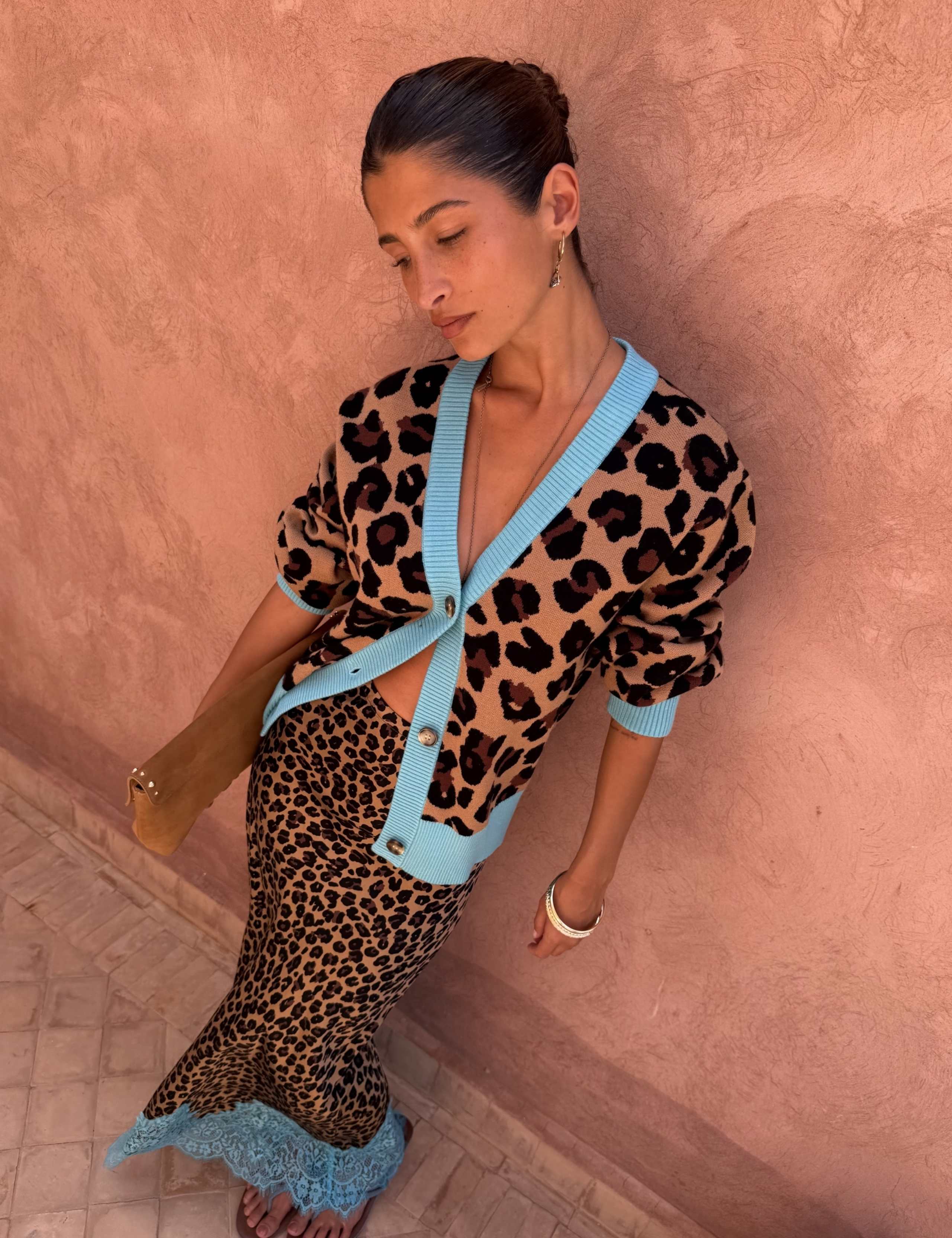 Leopard Jacquard Button Front Relaxed Cardigan 2 of 4