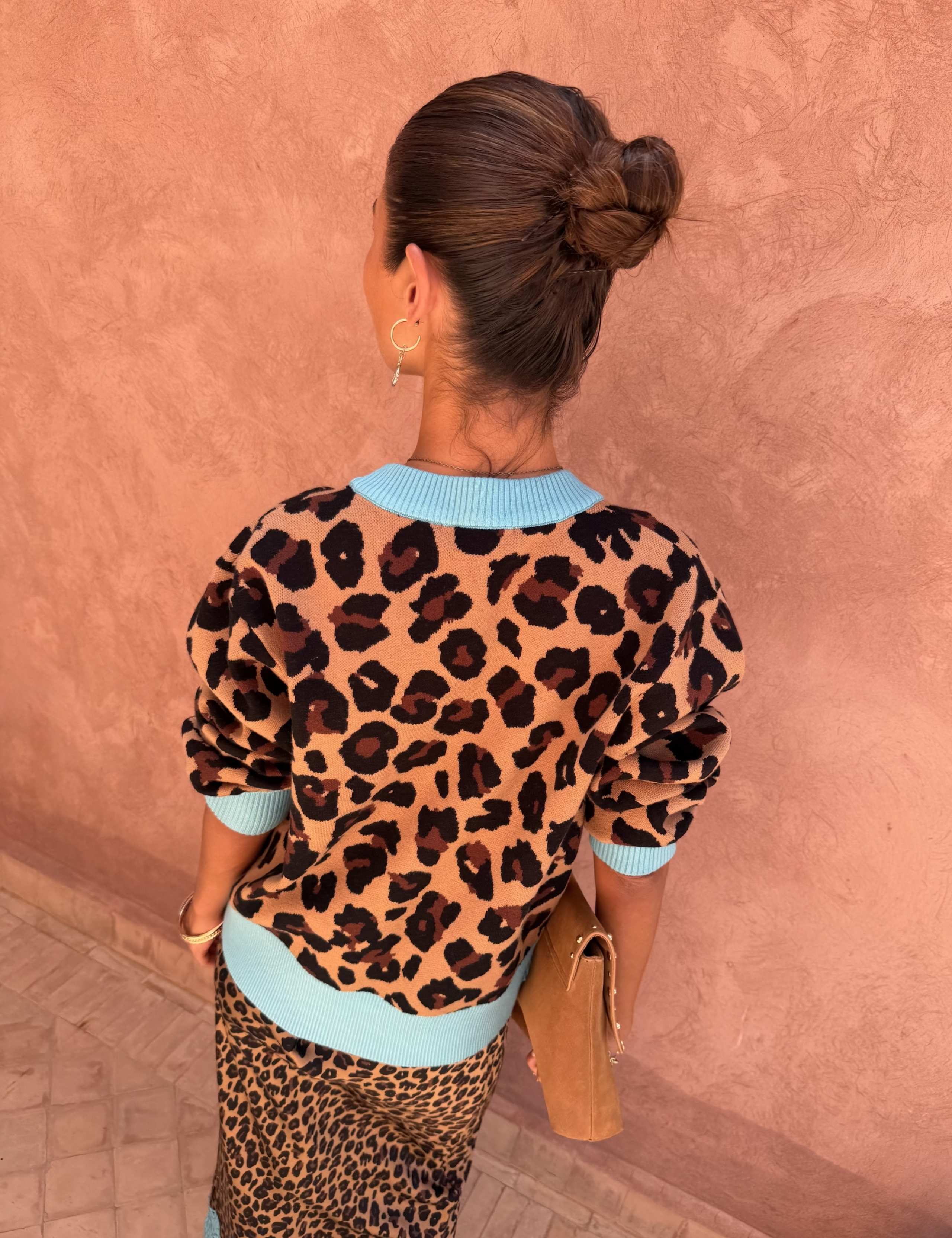 Leopard Jacquard Button Front Relaxed Cardigan 3 of 4