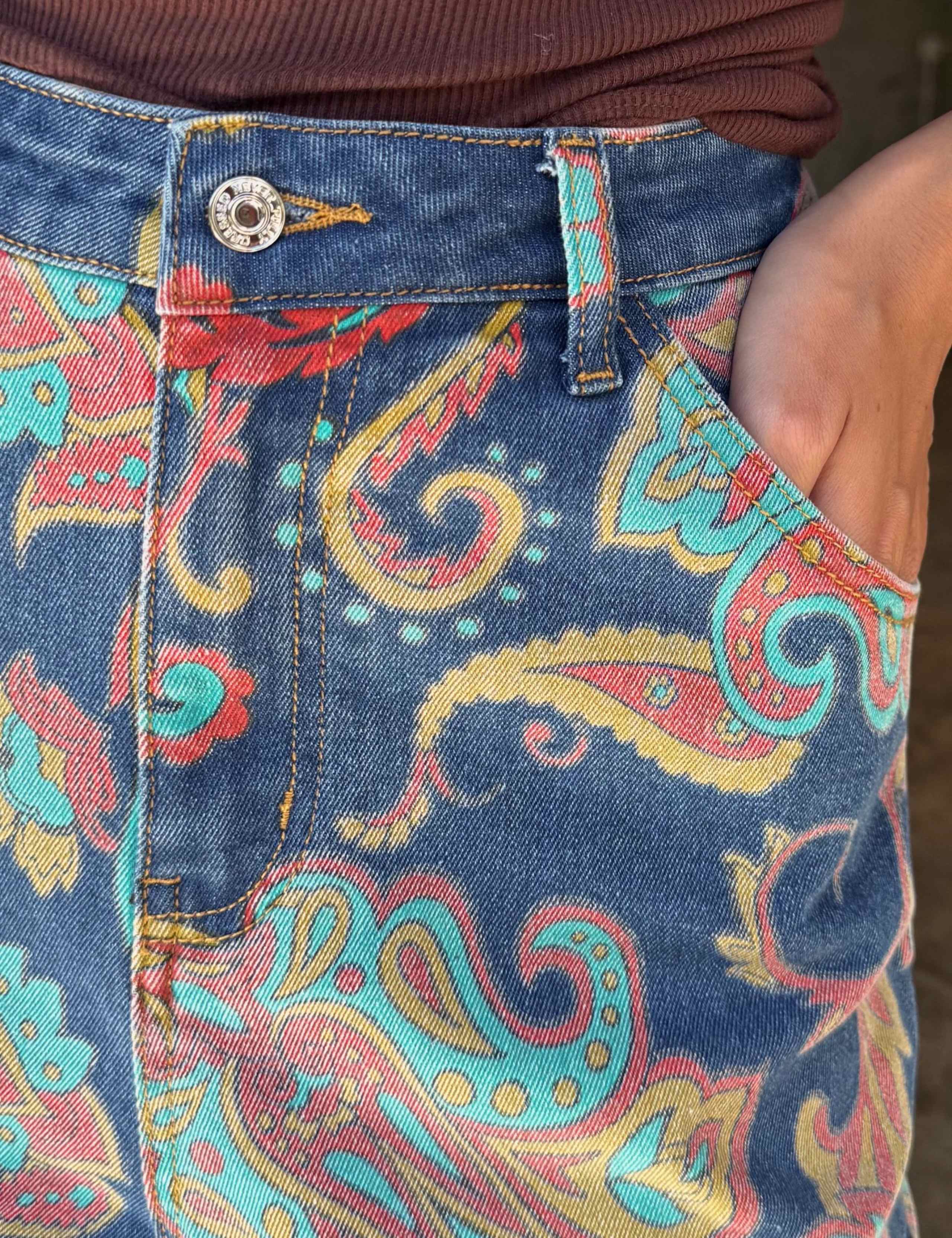 Paisley Print Barrel Jeans 4 of 7