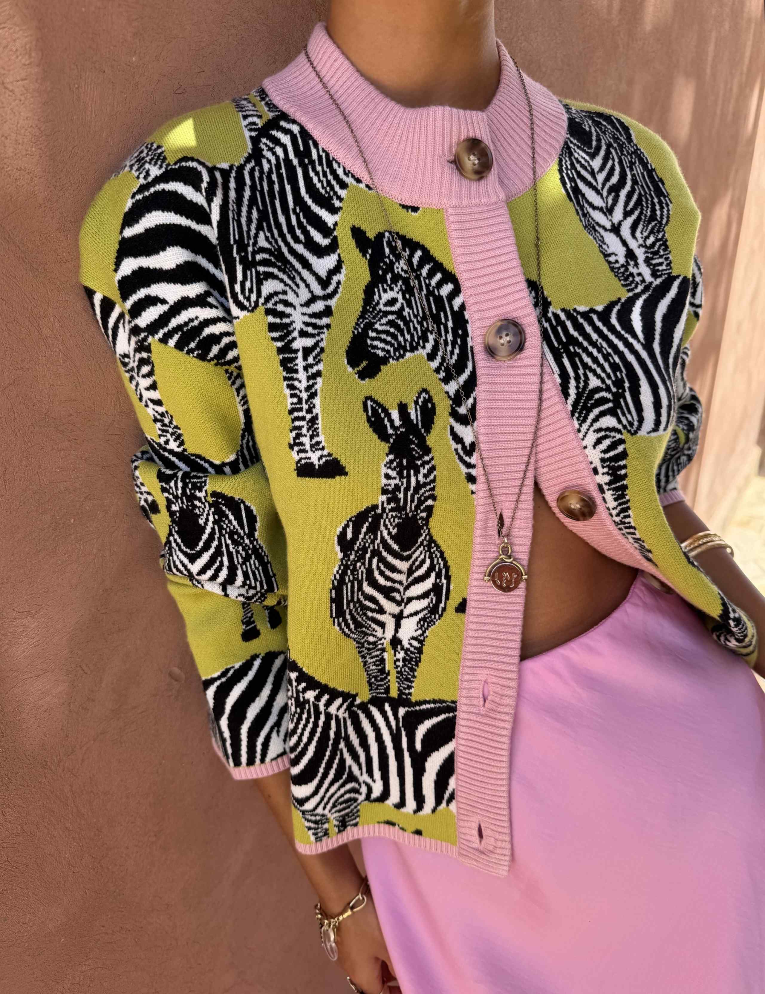 Zebra Jacquard Button Front Relaxed Cardigan 4 of 5