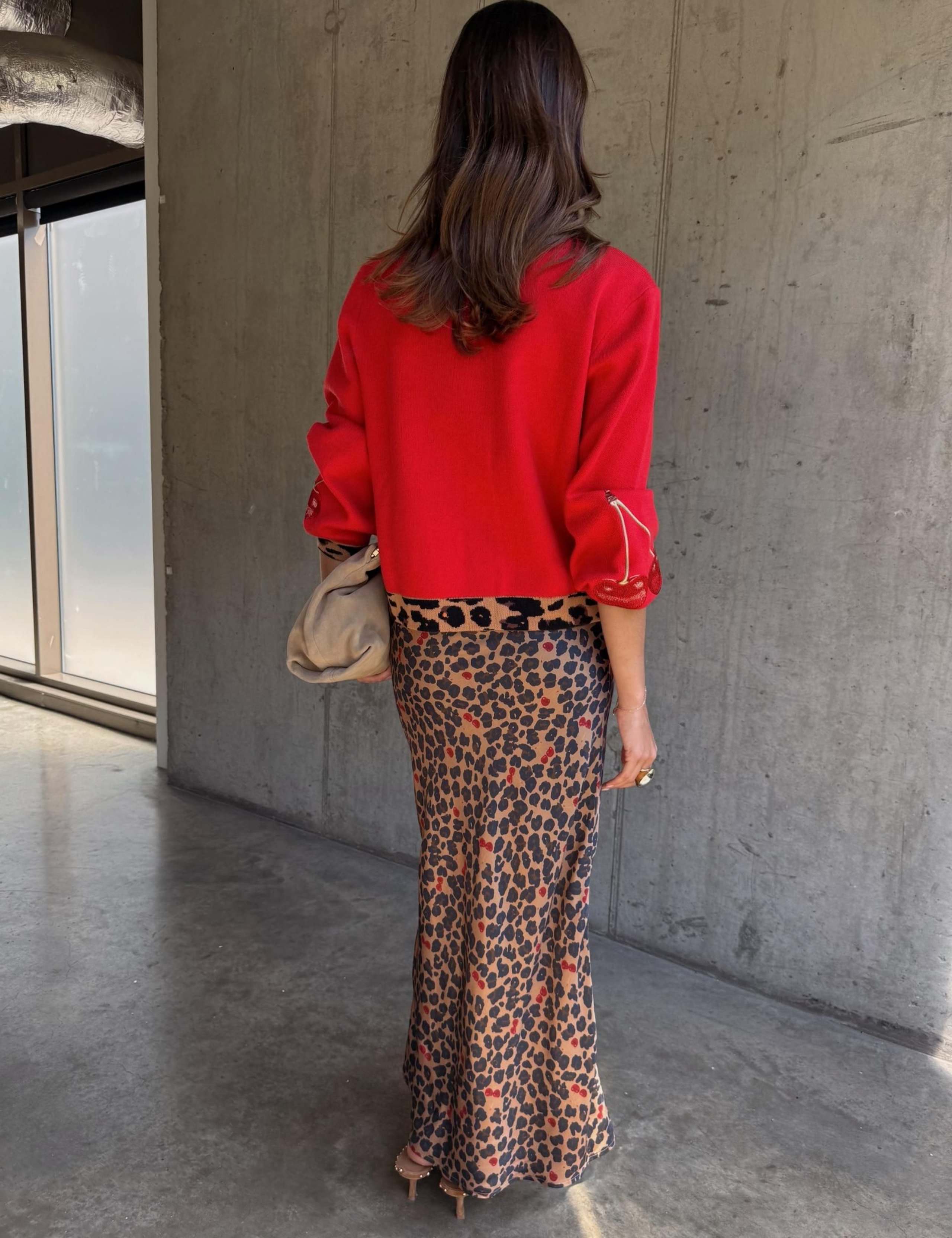 Cherry Leopard Print Crew Neck Cardigan 3 of 7