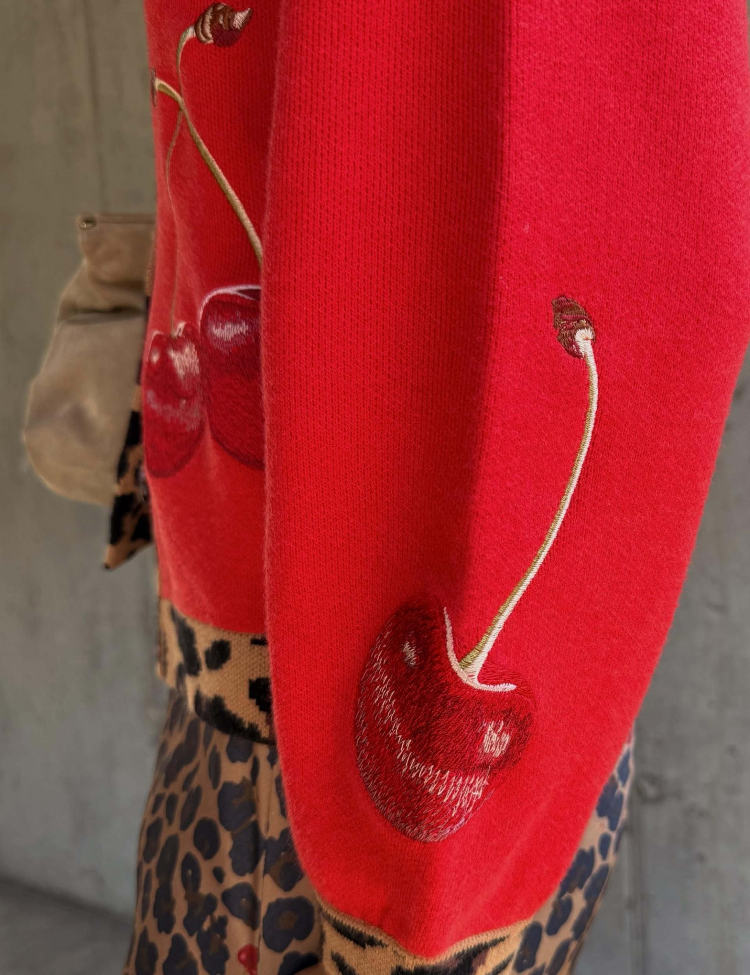 Cherry Leopard Print Crew Neck Cardigan 7 of 7