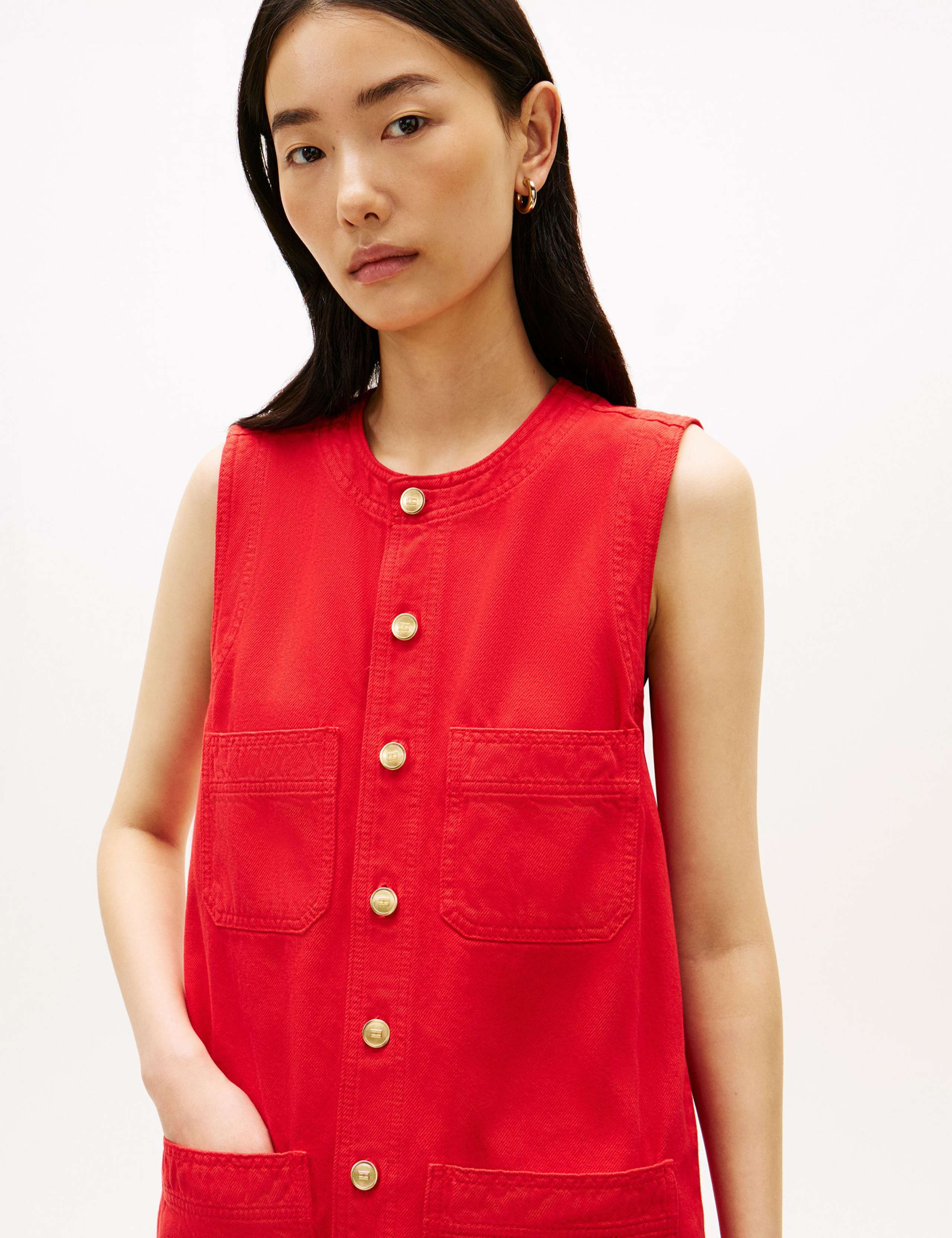 Denim Button Through Mini Shift Dress 4 of 5