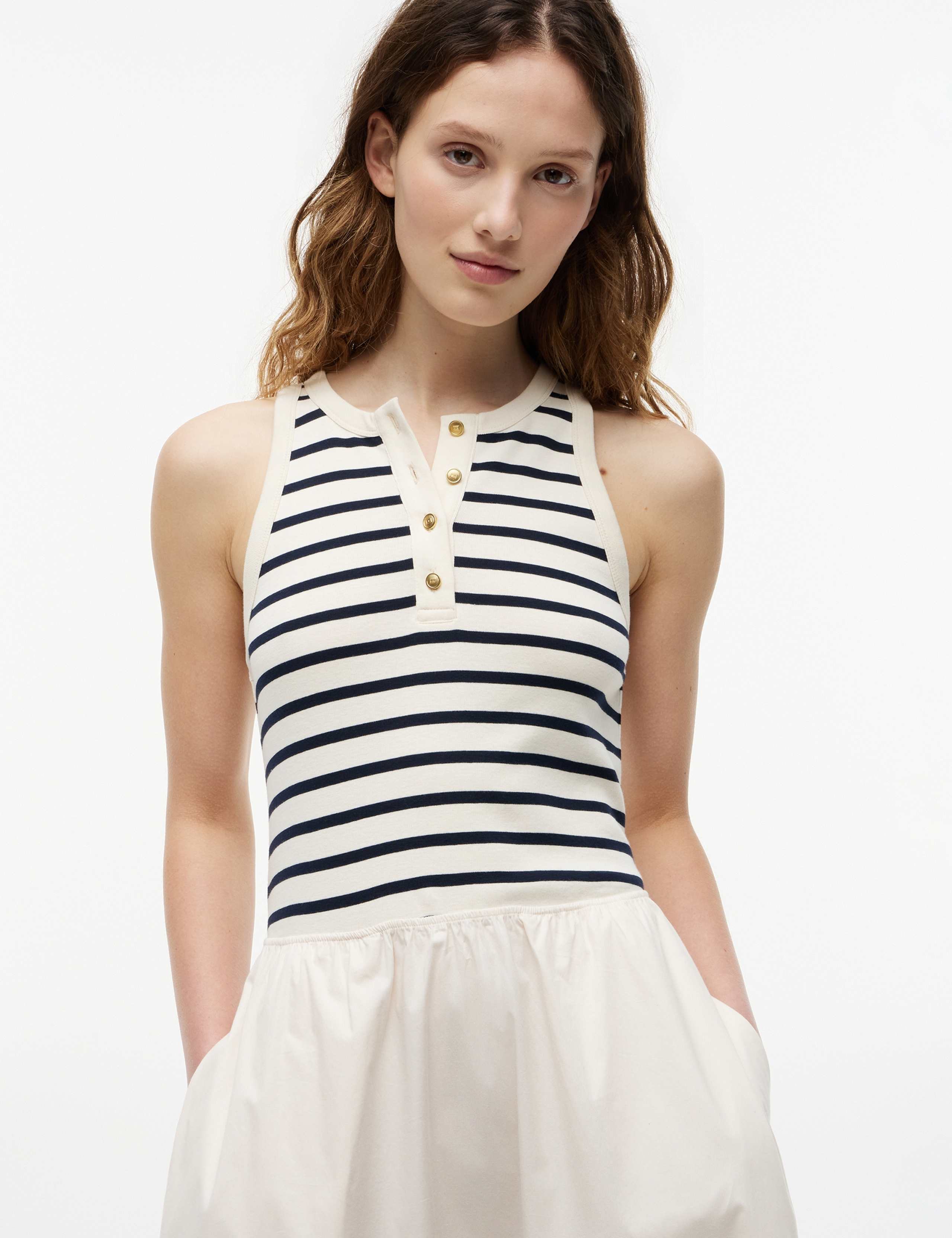 Pure Cotton Striped Midi Skater Dress 3 of 4