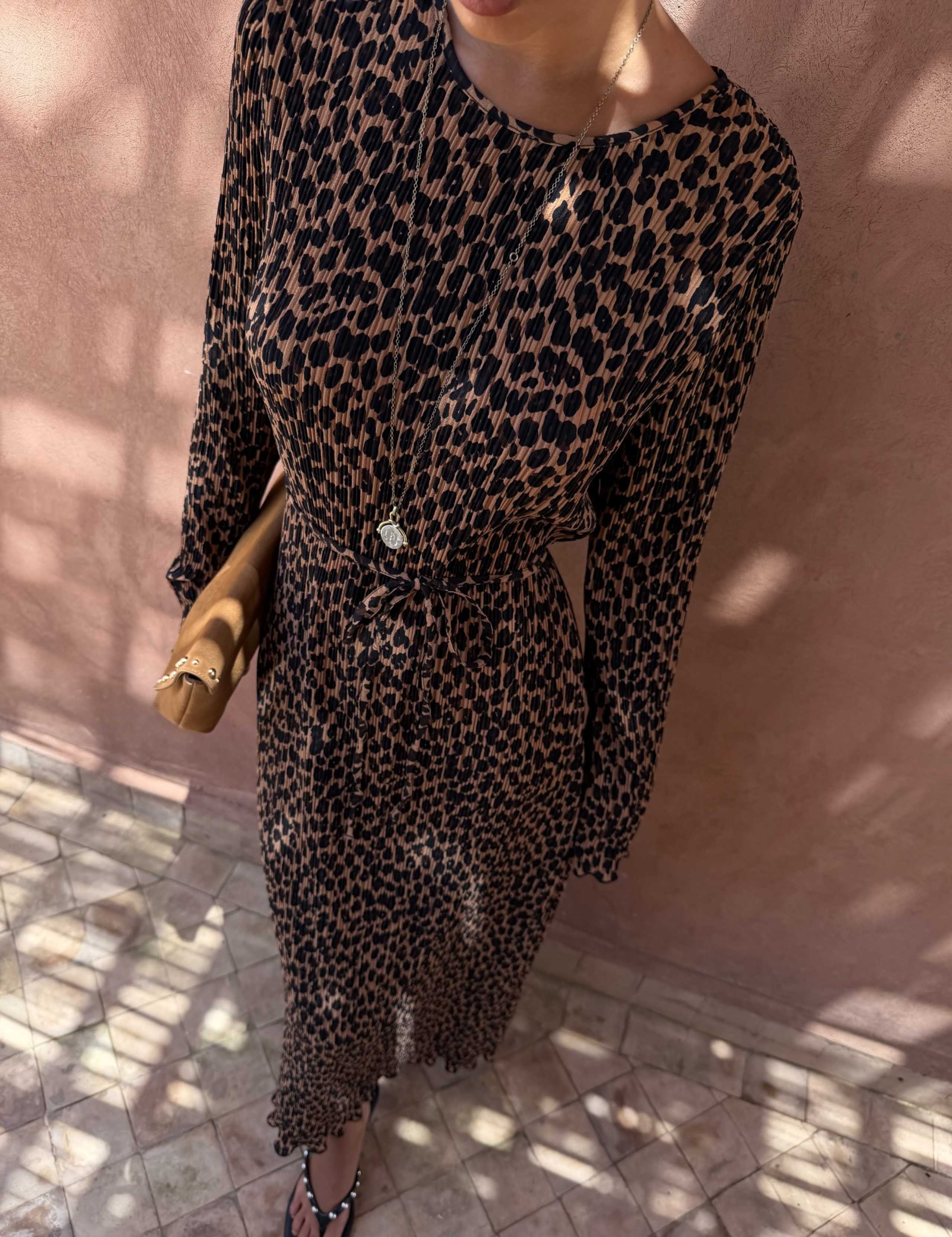 Leopard Print Midaxi Waisted Dress 3 of 4
