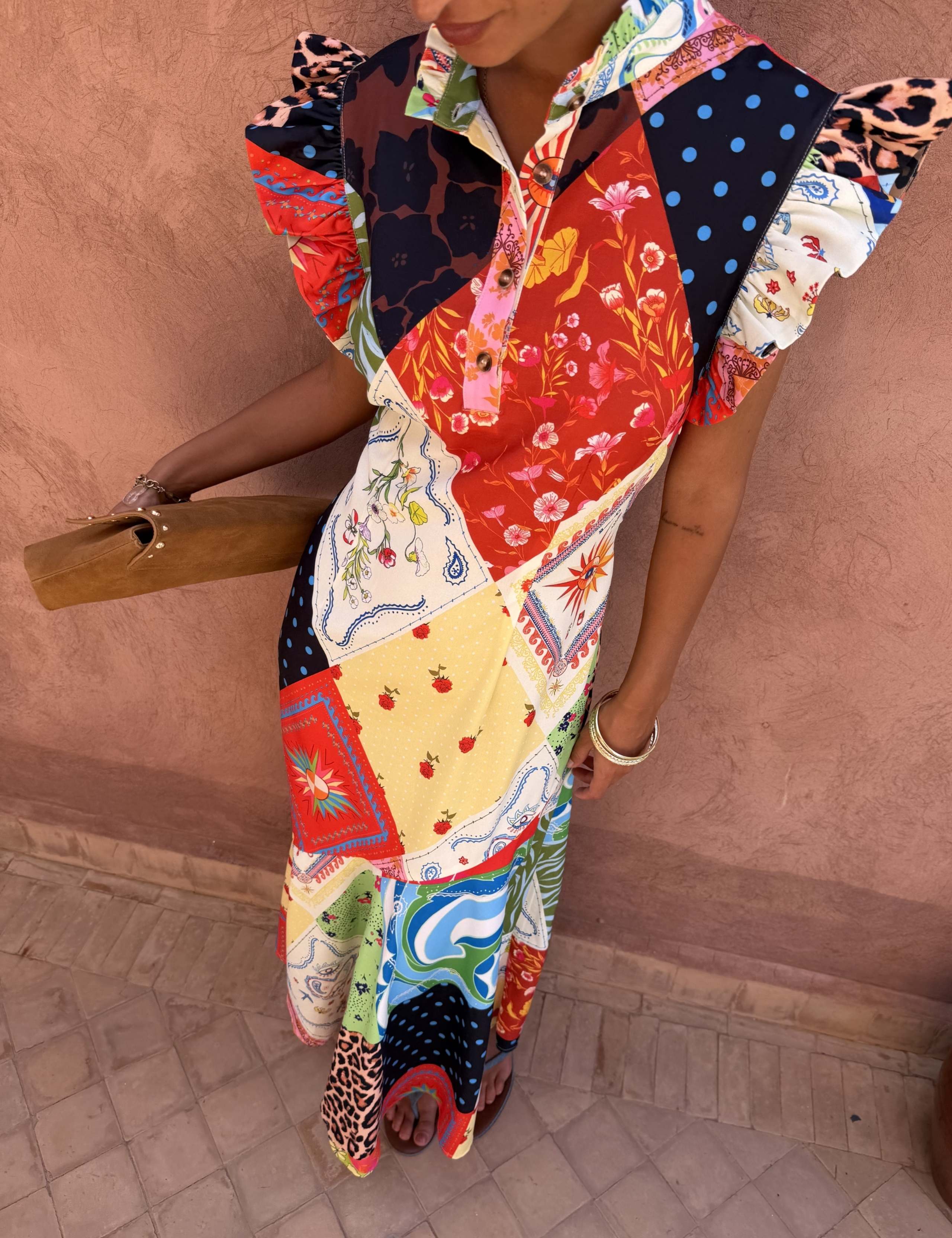 Printed High Neck Maxi Skater Dress 2 of 4