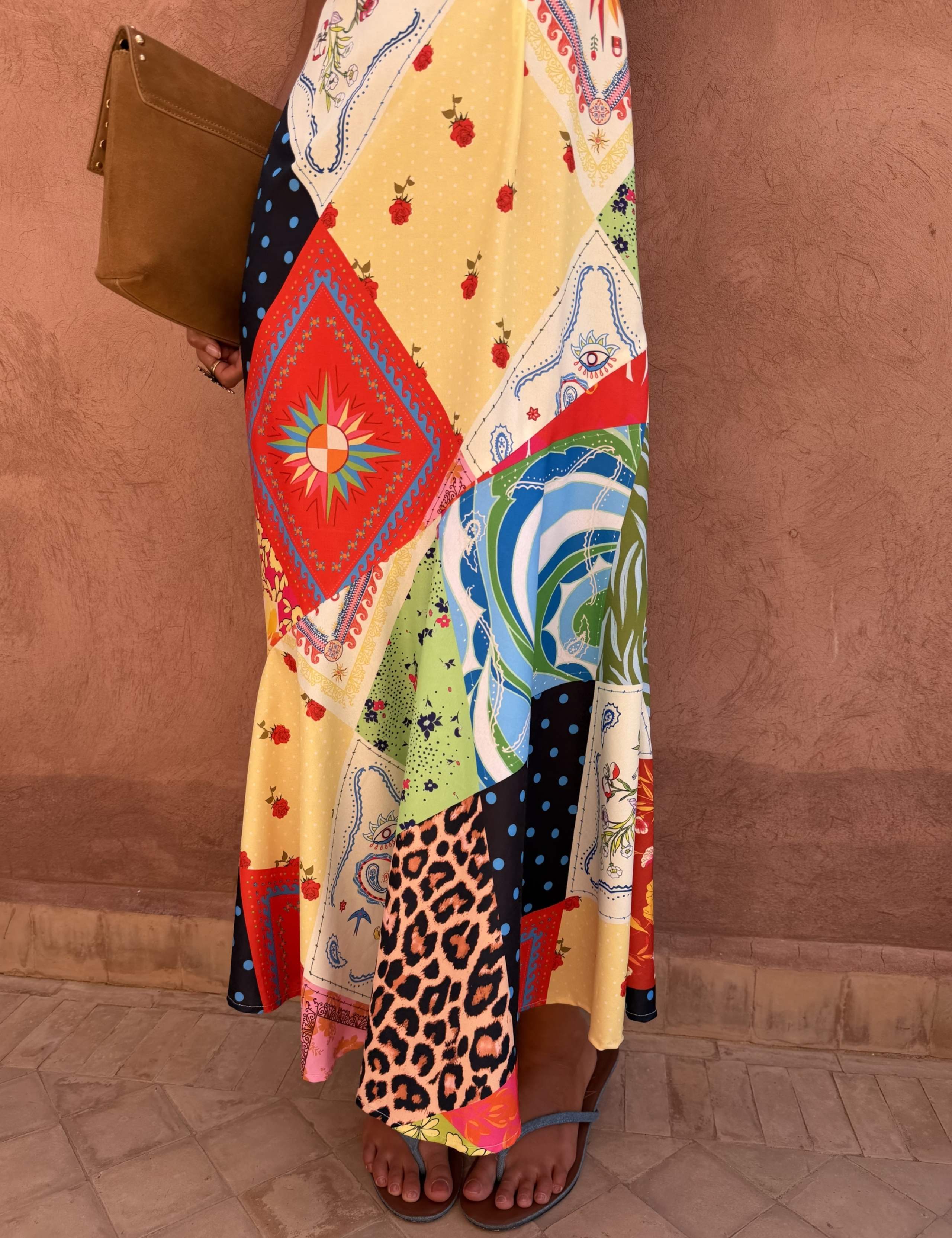 Printed High Neck Maxi Skater Dress 3 of 4