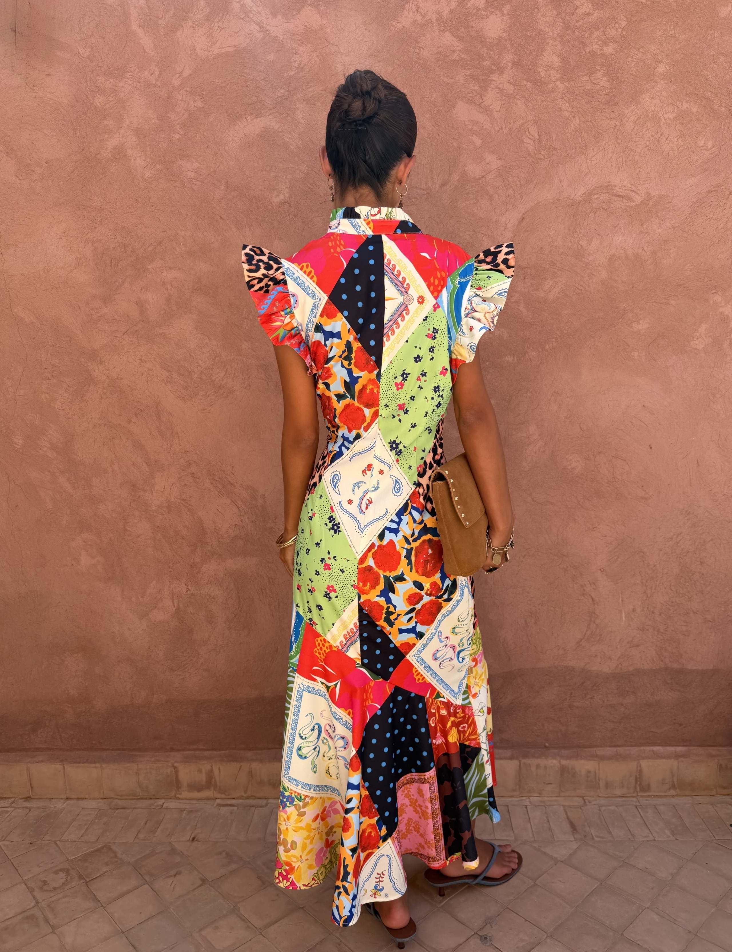 Printed High Neck Maxi Skater Dress 4 of 4