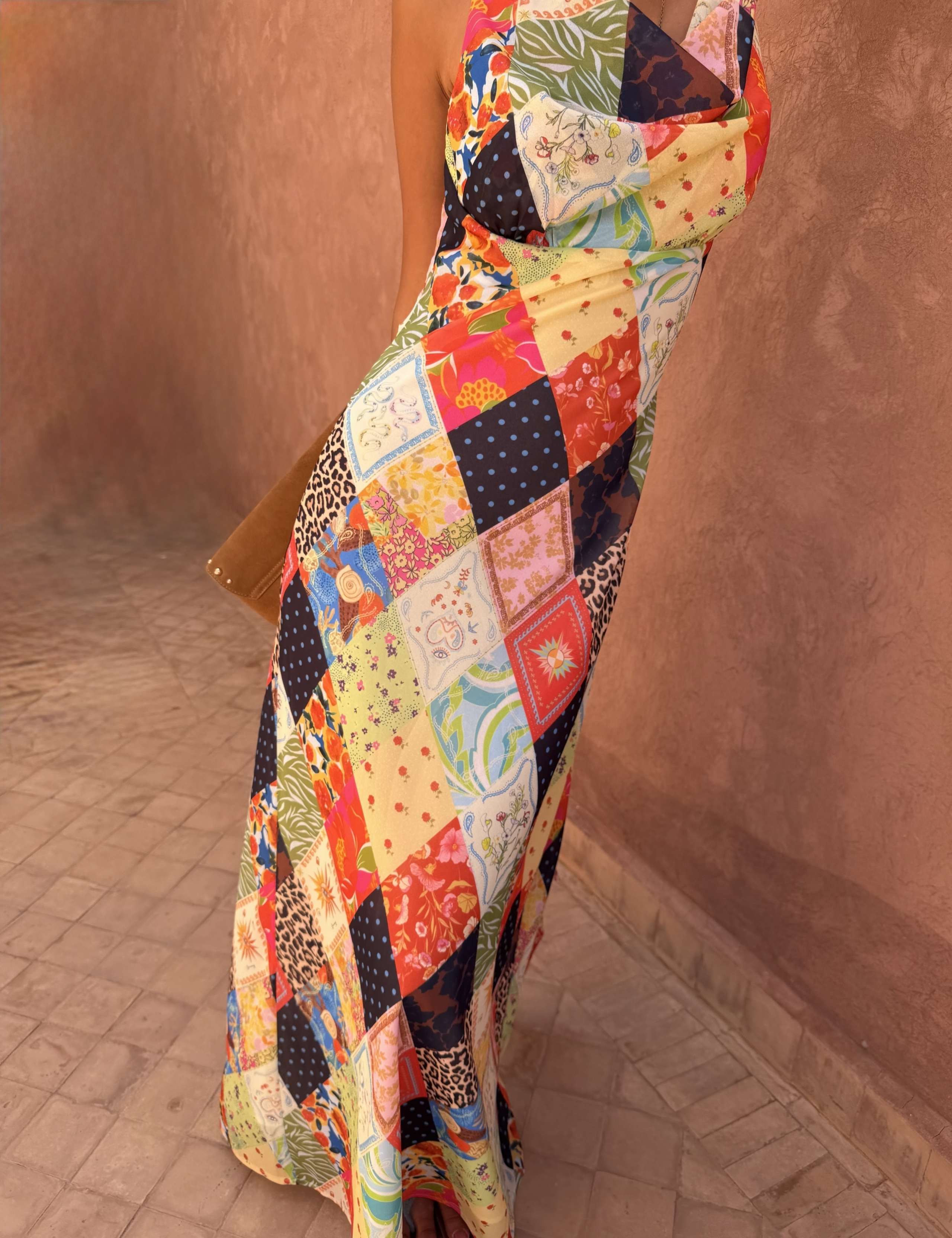 Printed Cowl Neck Maxi Fitted Dress 3 of 5