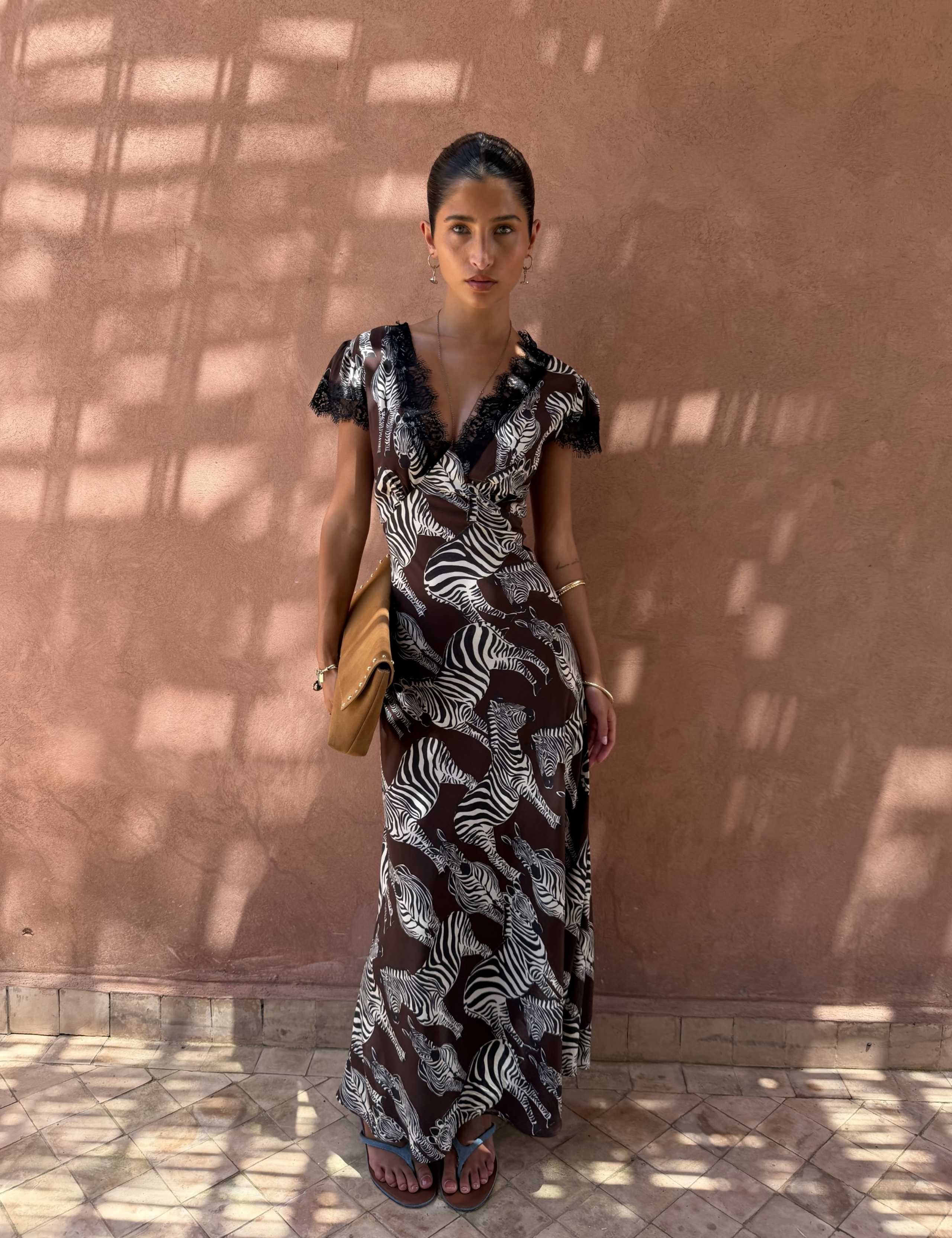 Animal Print V-Neck Maxi Waisted Dress 1 of 5