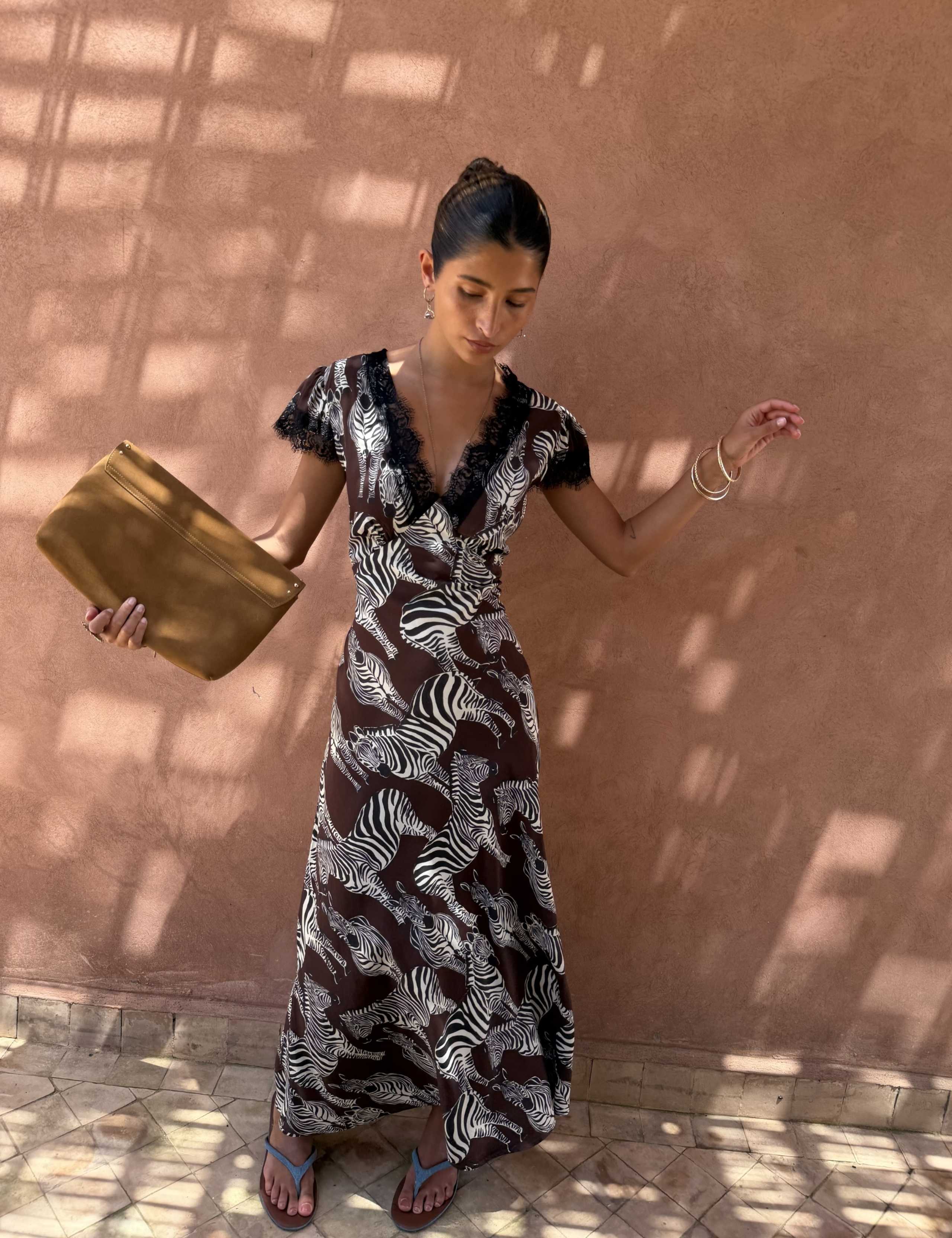 Animal Print V-Neck Maxi Waisted Dress 4 of 5