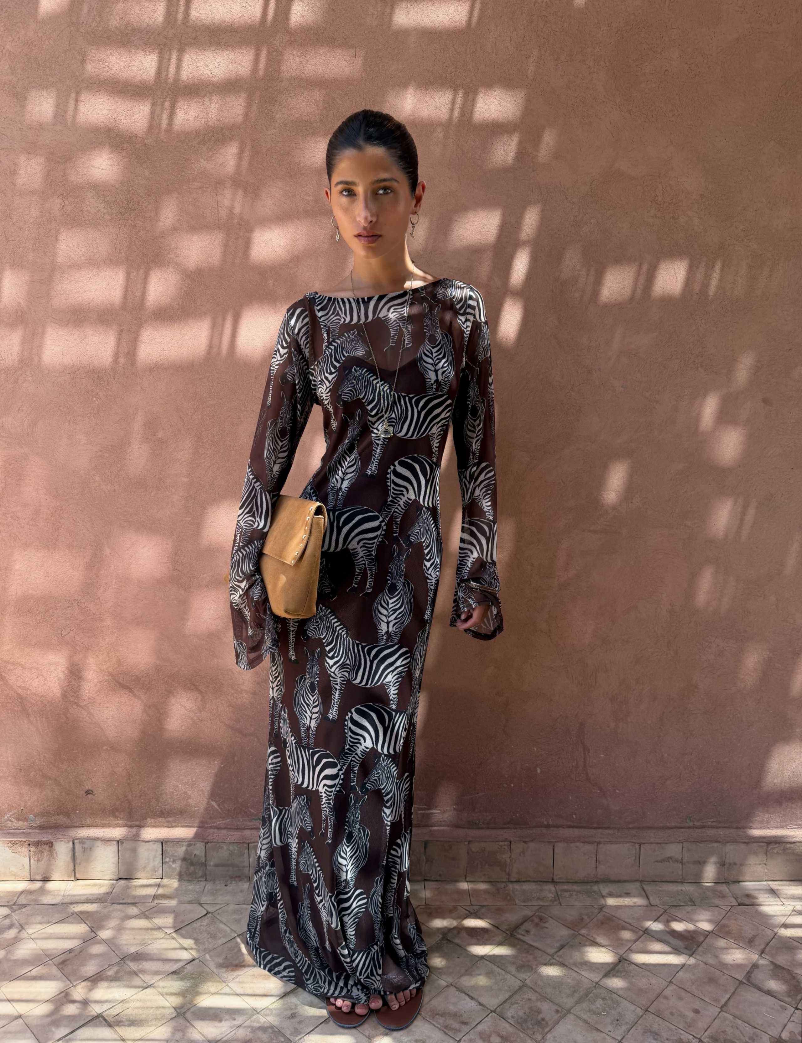 Animal Print Scoop Neck Maxi Skater Dress 2 of 5