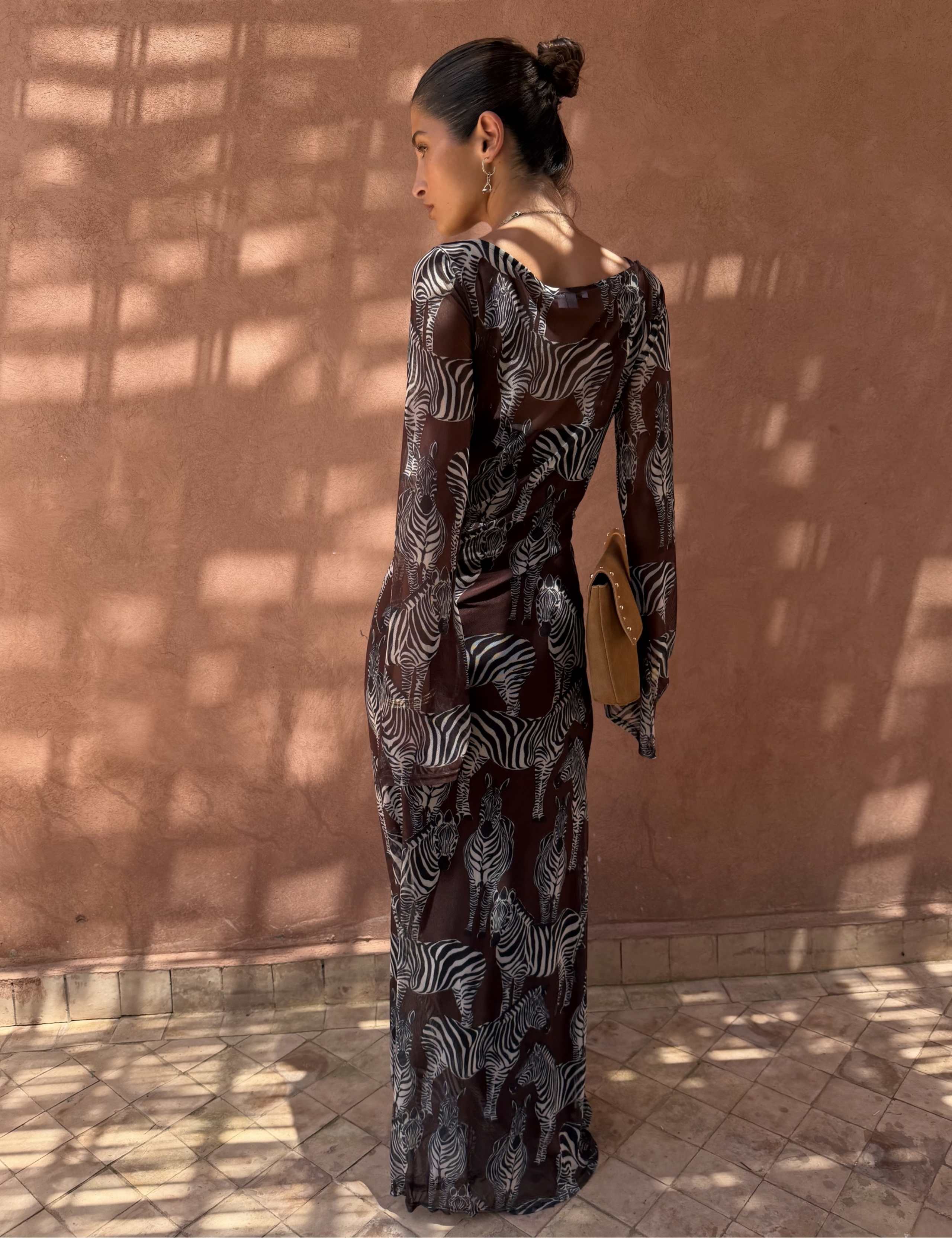 Animal Print Scoop Neck Maxi Skater Dress 3 of 5