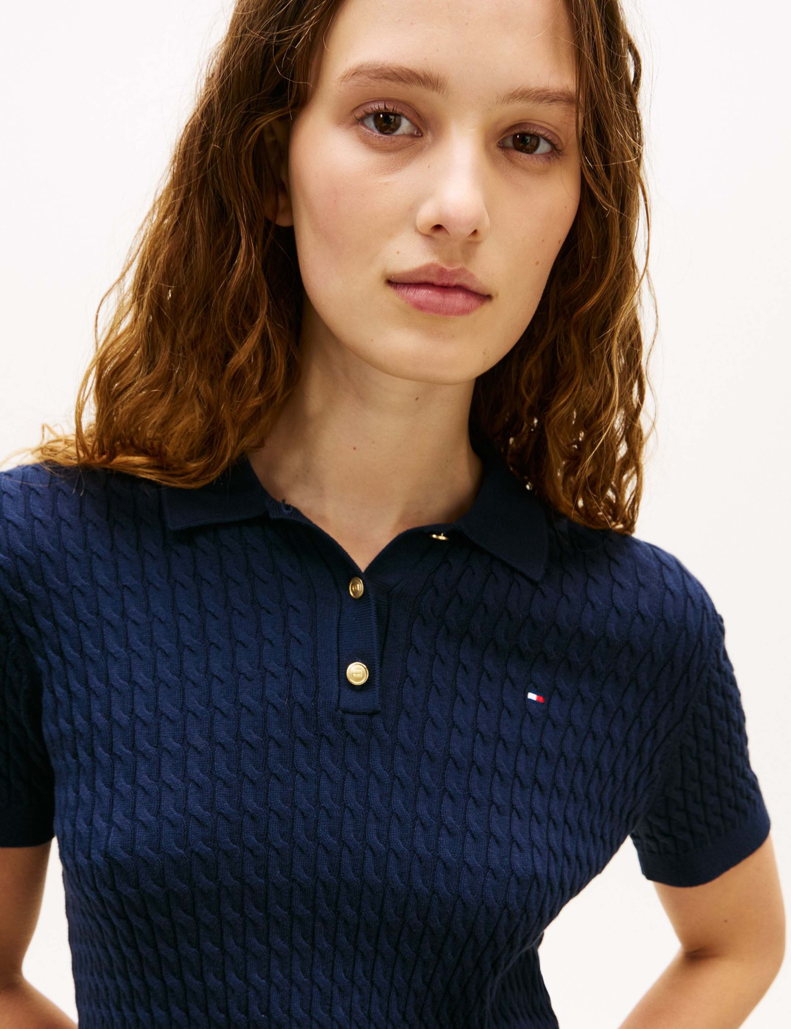 Pure Cotton Cable Knit Polo Jumper 5 of 5