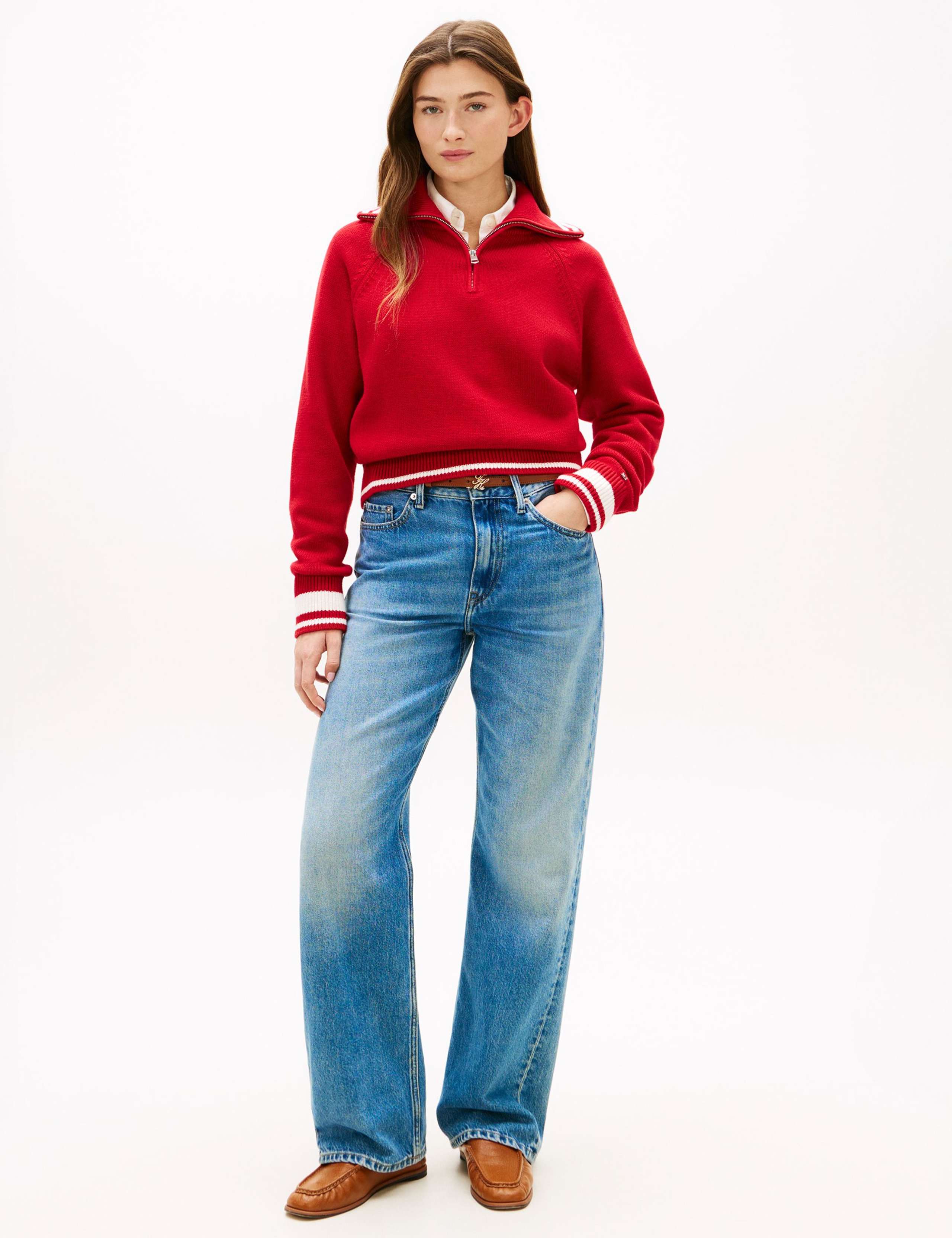 Pure Cotton Tipped Half Zip Jumper 3 of 5