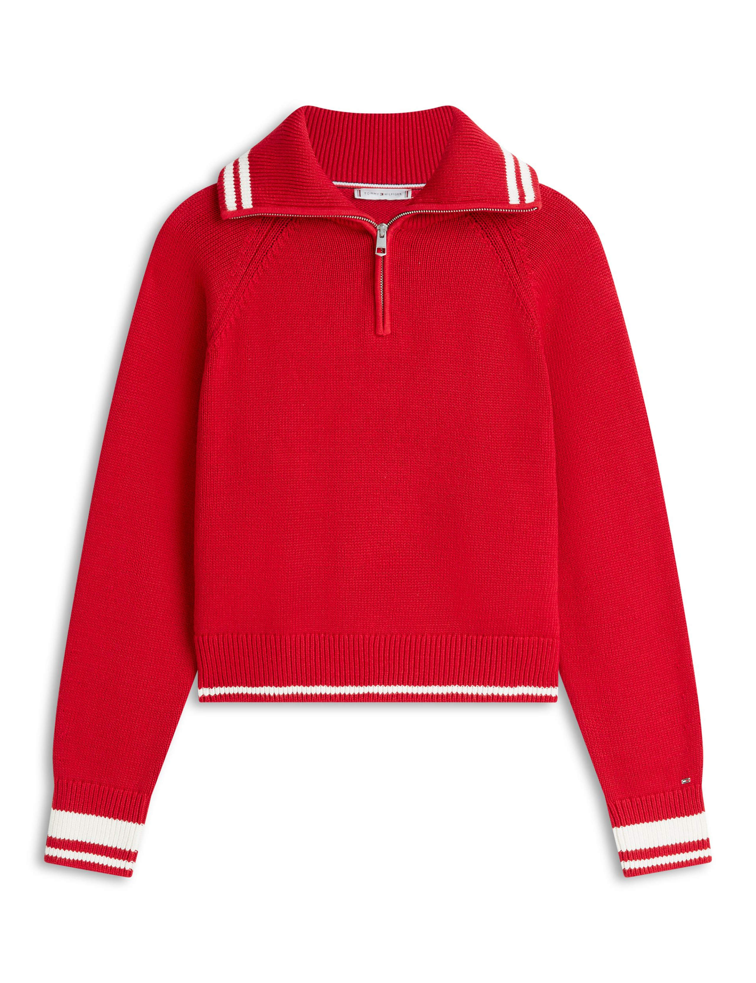 Pure Cotton Tipped Half Zip Jumper 2 of 5