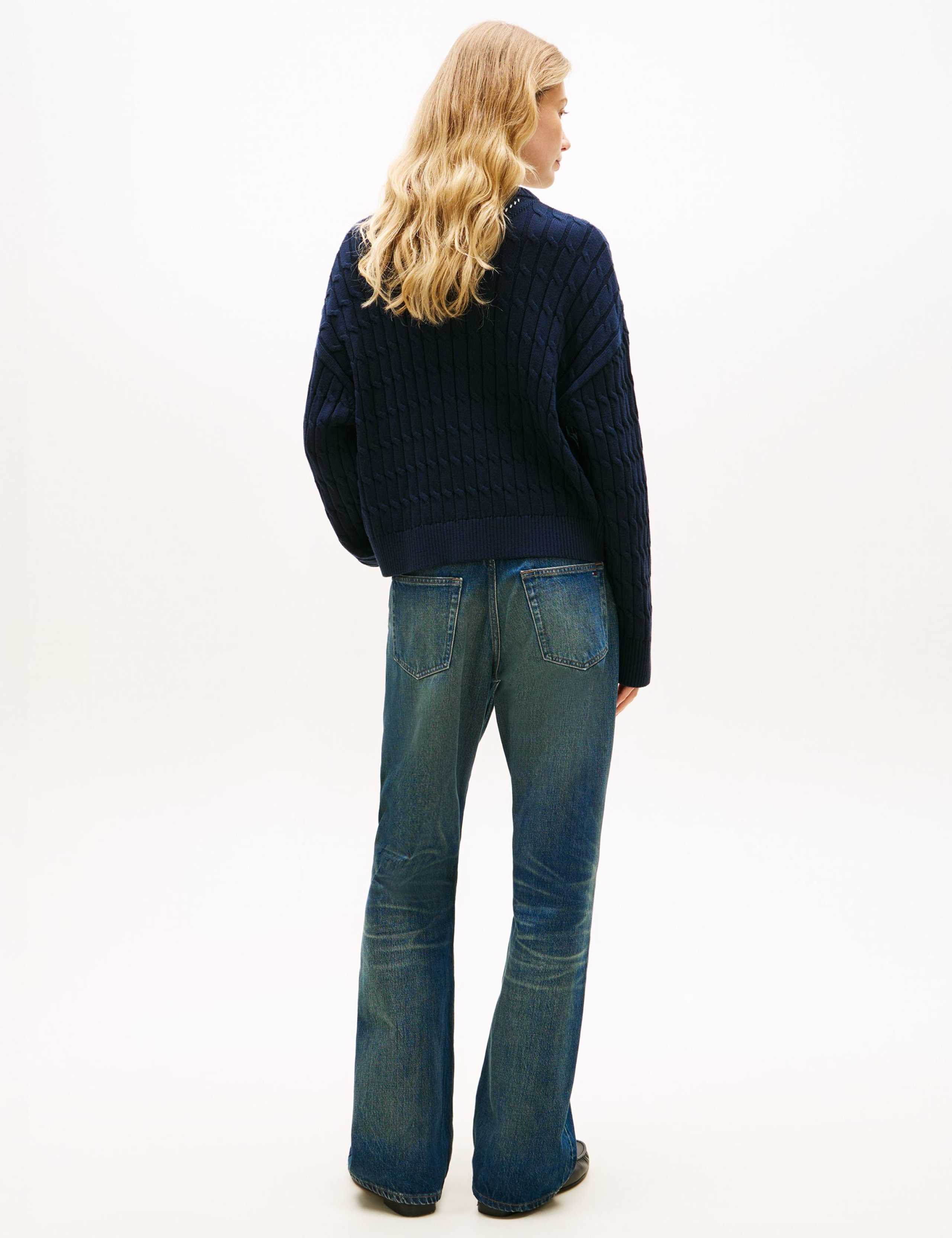 Pure Cotton Cable Knit V-Neck Jumper 4 of 5