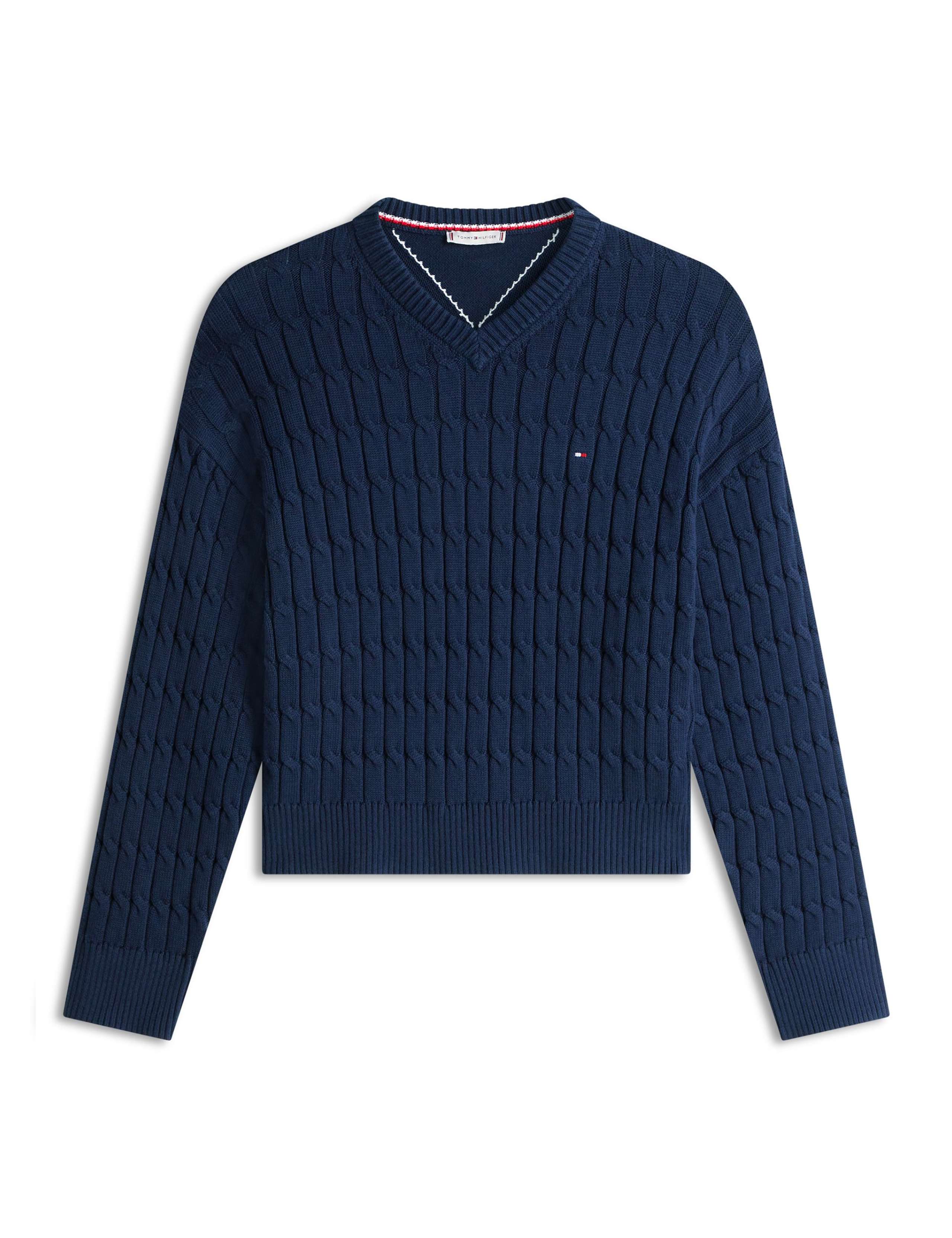 Pure Cotton Cable Knit V-Neck Jumper 2 of 5