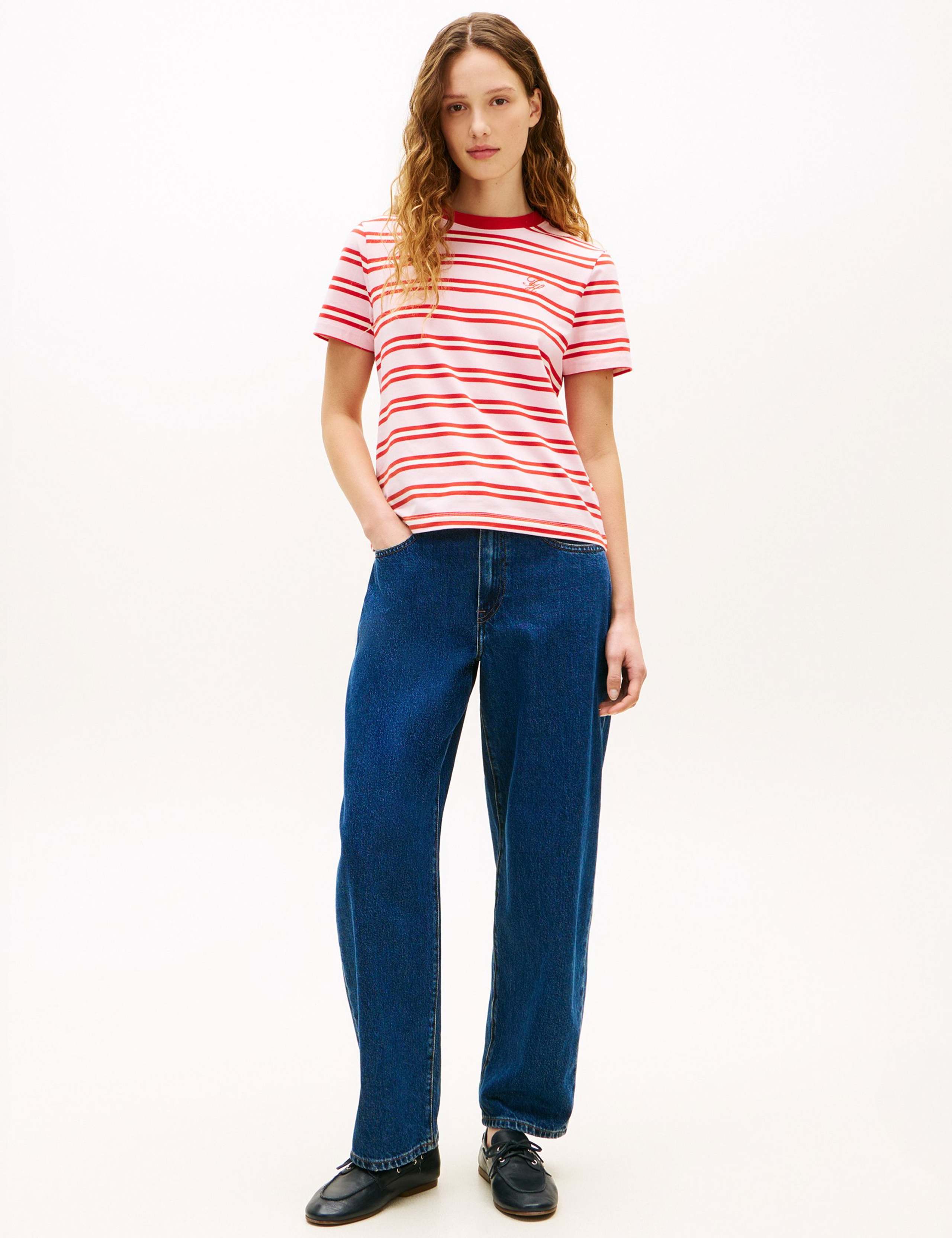 Cotton Rich Striped Crew Neck T-Shirt 3 of 5