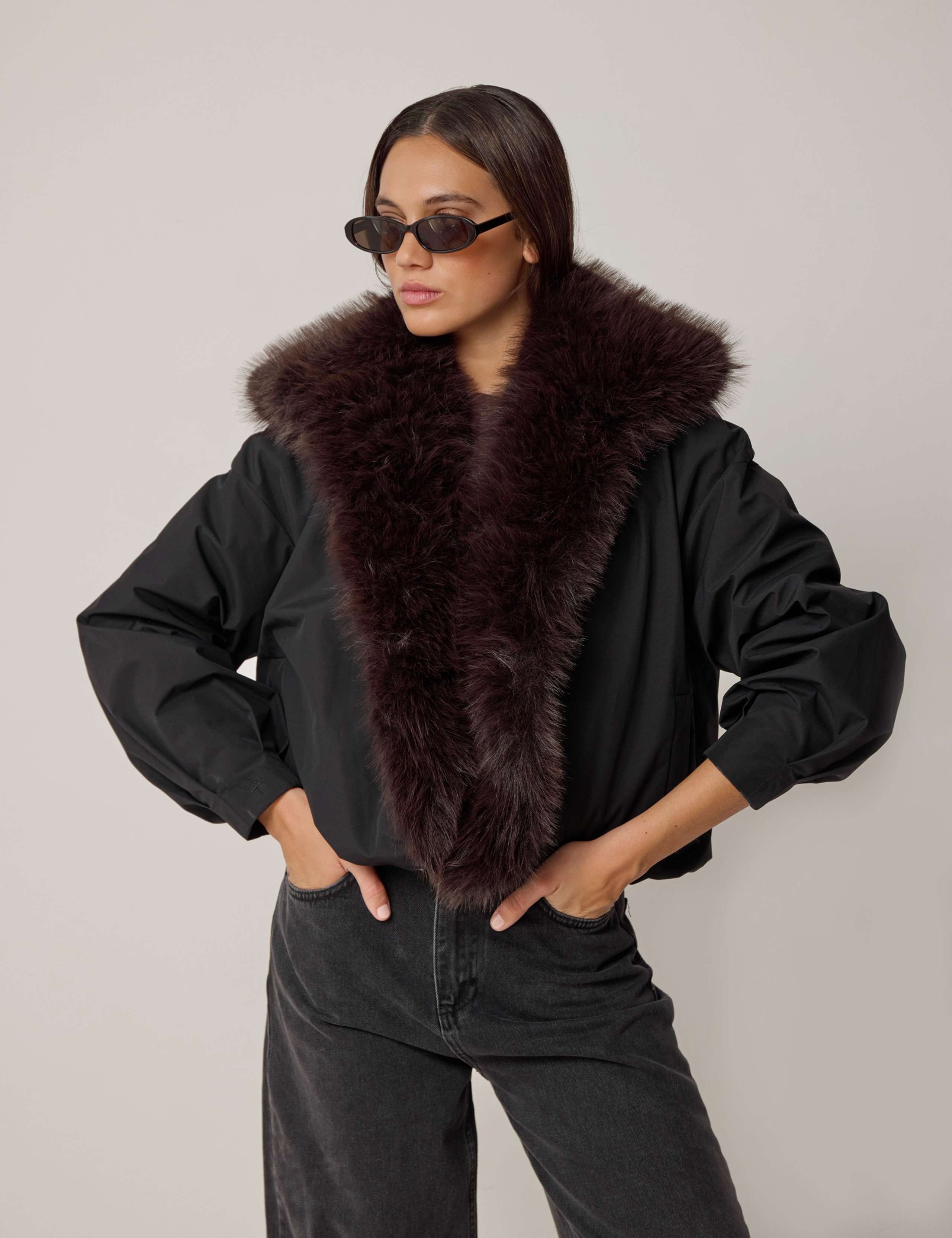 Faux Fur Collared Bomber Jacket 4 of 7