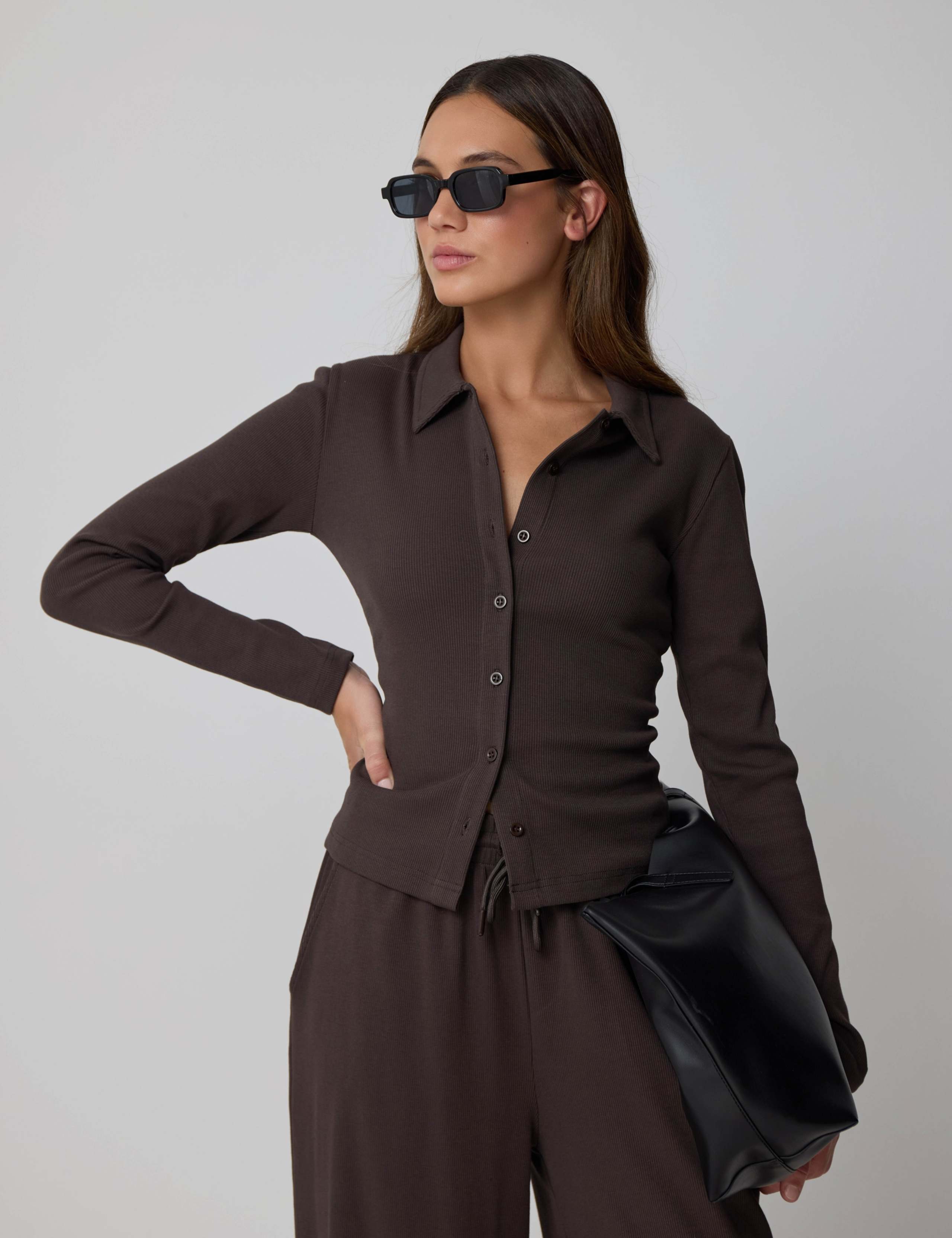 Cotton Rich Ribbed Collared Cardigan 4 of 5