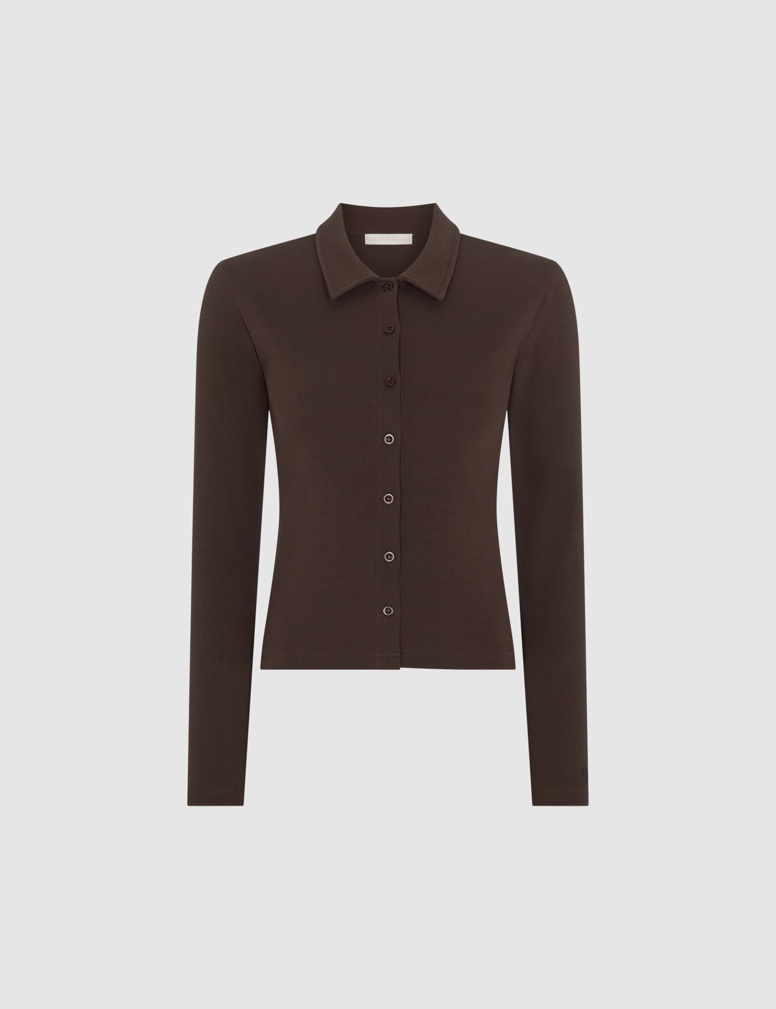 Cotton Rich Ribbed Collared Cardigan 2 of 5