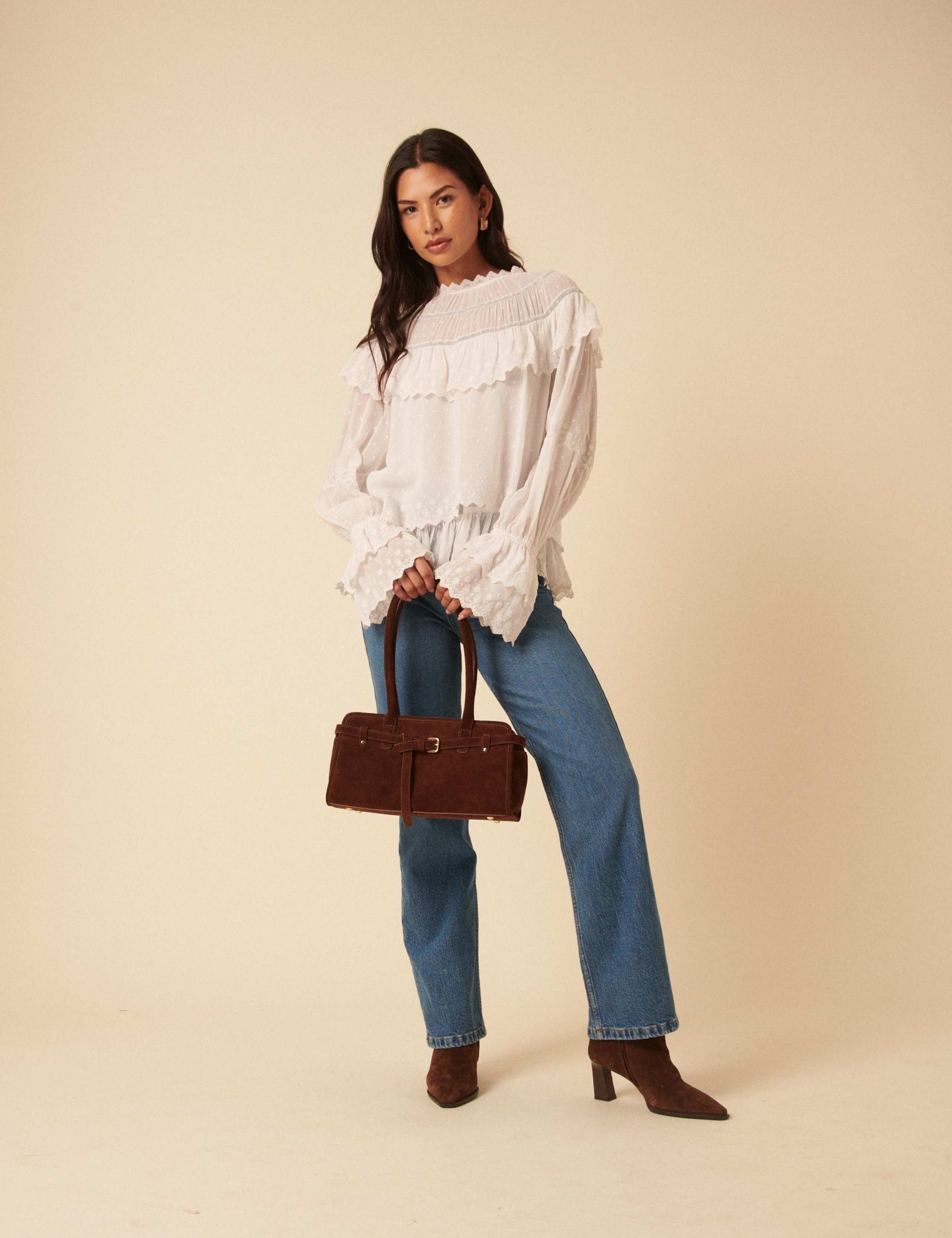 Faux Suede Baguette Shoulder Bag 2 of 5