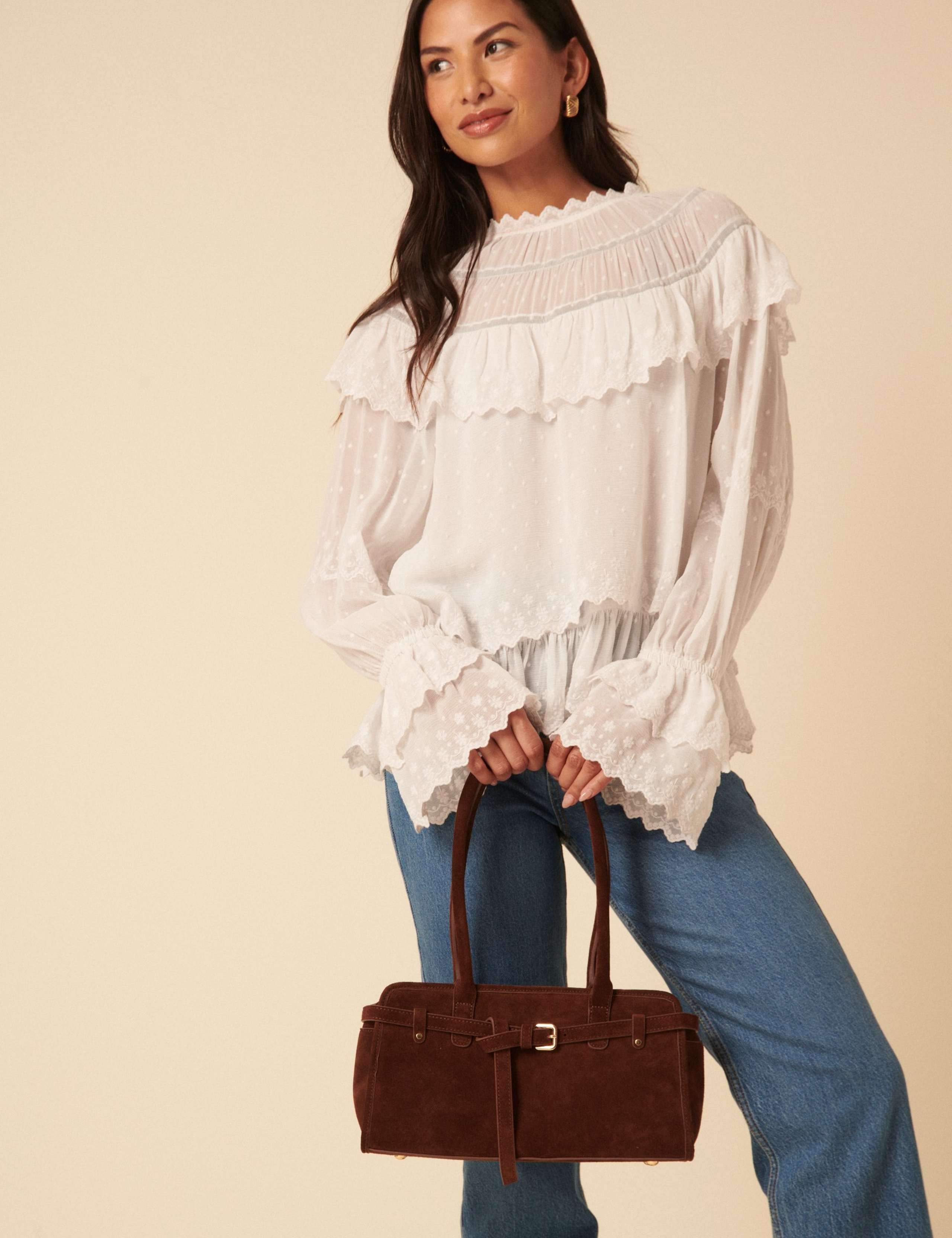 Faux Suede Baguette Shoulder Bag 3 of 5